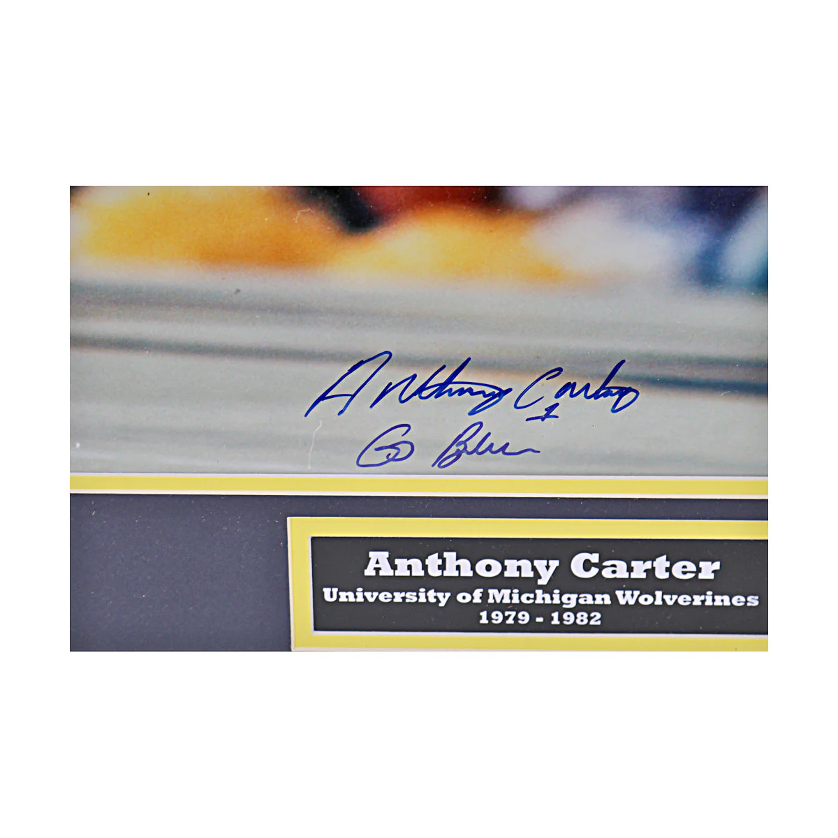 Anthony Carter Michigan Wolverines Signed Inscribed 16x20 Framed Photo (SC COA) - Image 2