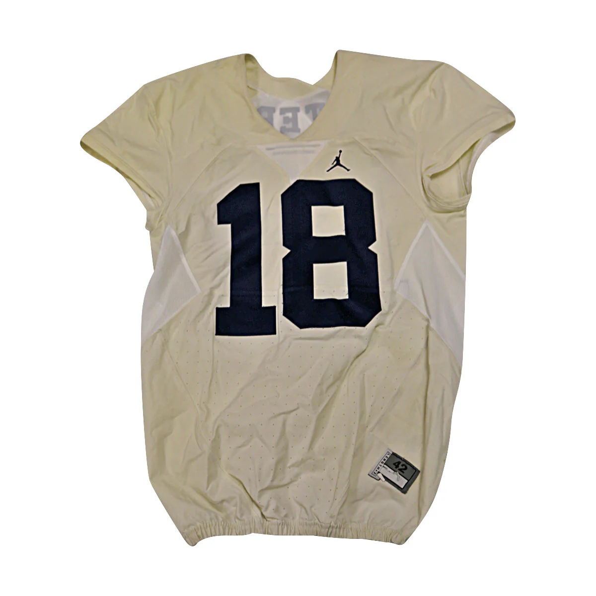 Brandon Peters Michigan Wolverines #14 2016 Practice Used White Jordan Brand Jersey - Image 2