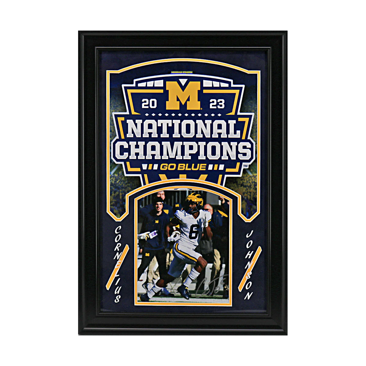 Cornelius Johnson Michigan Wolverines Autographed Signed 14" x 22" Framed Photo Collage