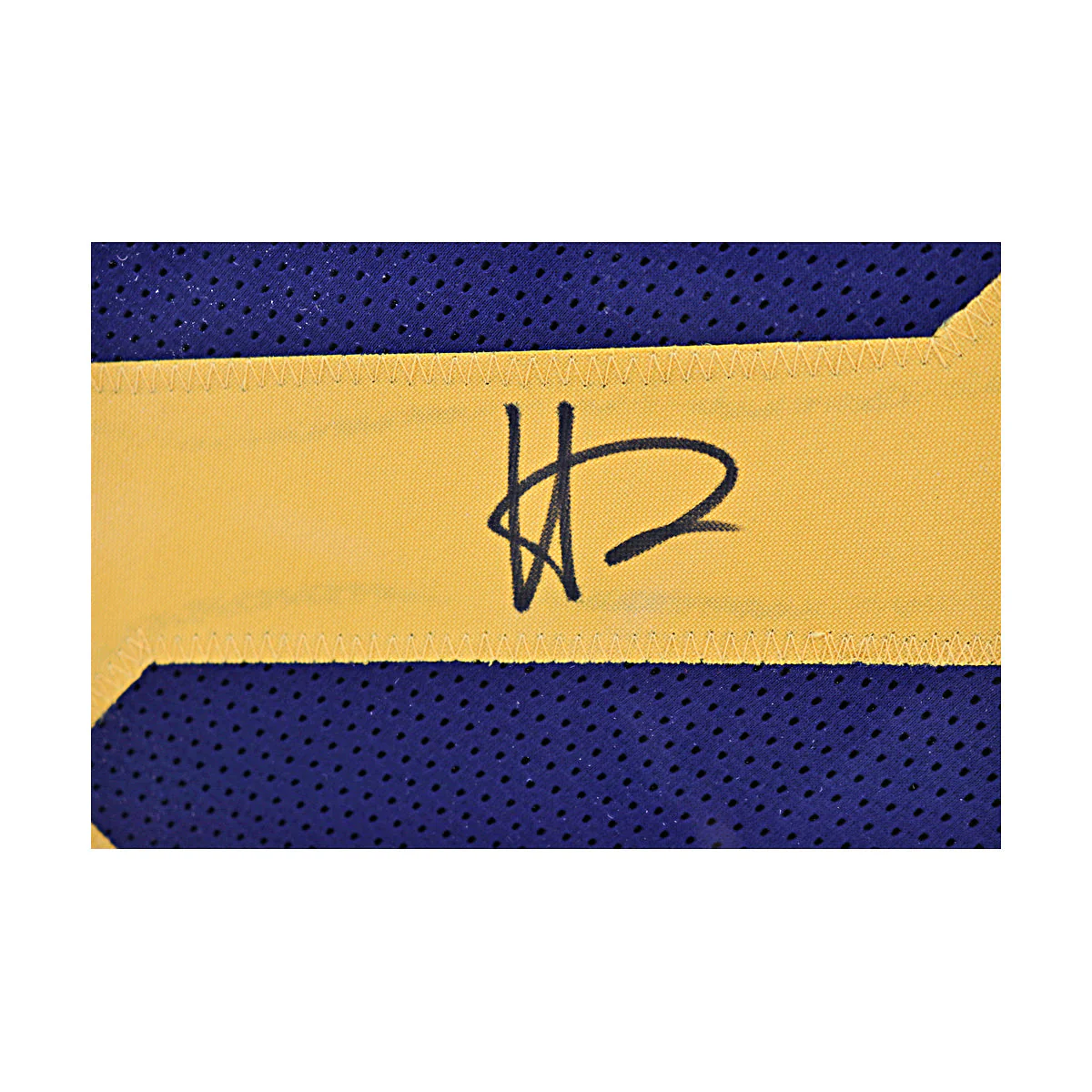 Hassan Haskins Signed Michigan Framed Pro-Style Blue Jersey (Beckett Auth) - Image 2