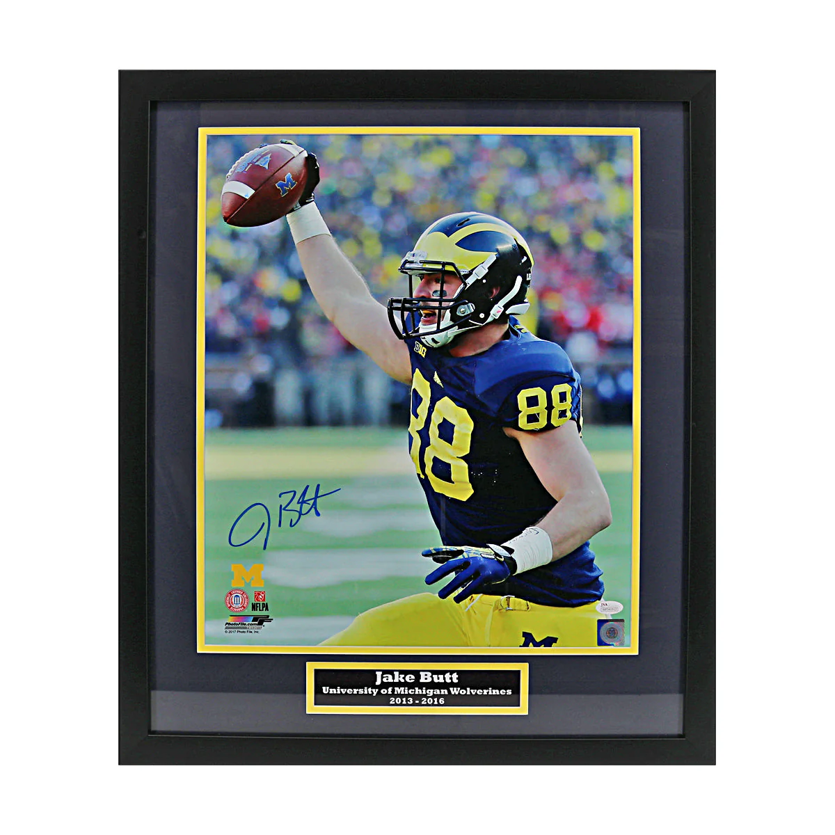 Jake Butt Signed Michigan Wolverines 16x20 Celebration Framed Photo (JSA COA)
