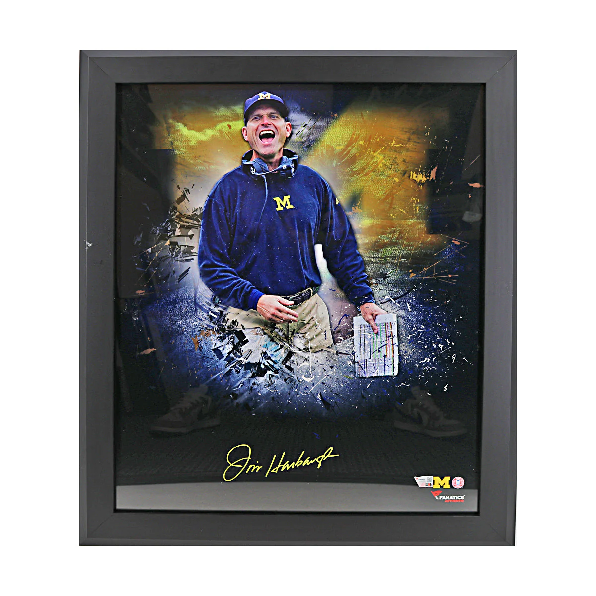 Jim Harbaugh Michigan Wolverines Signed 20x24 Framed Photo (Fanatics)