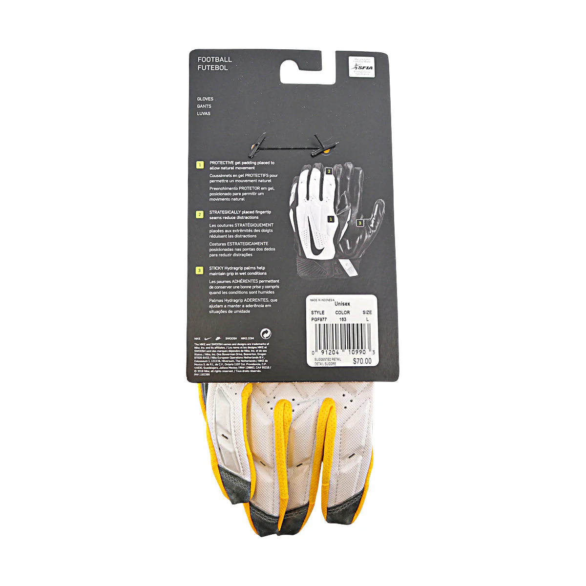 Jordan Brand D-Tack Team Issued Michigan Wolverines White Gloves Size L Style F977 - Image 2