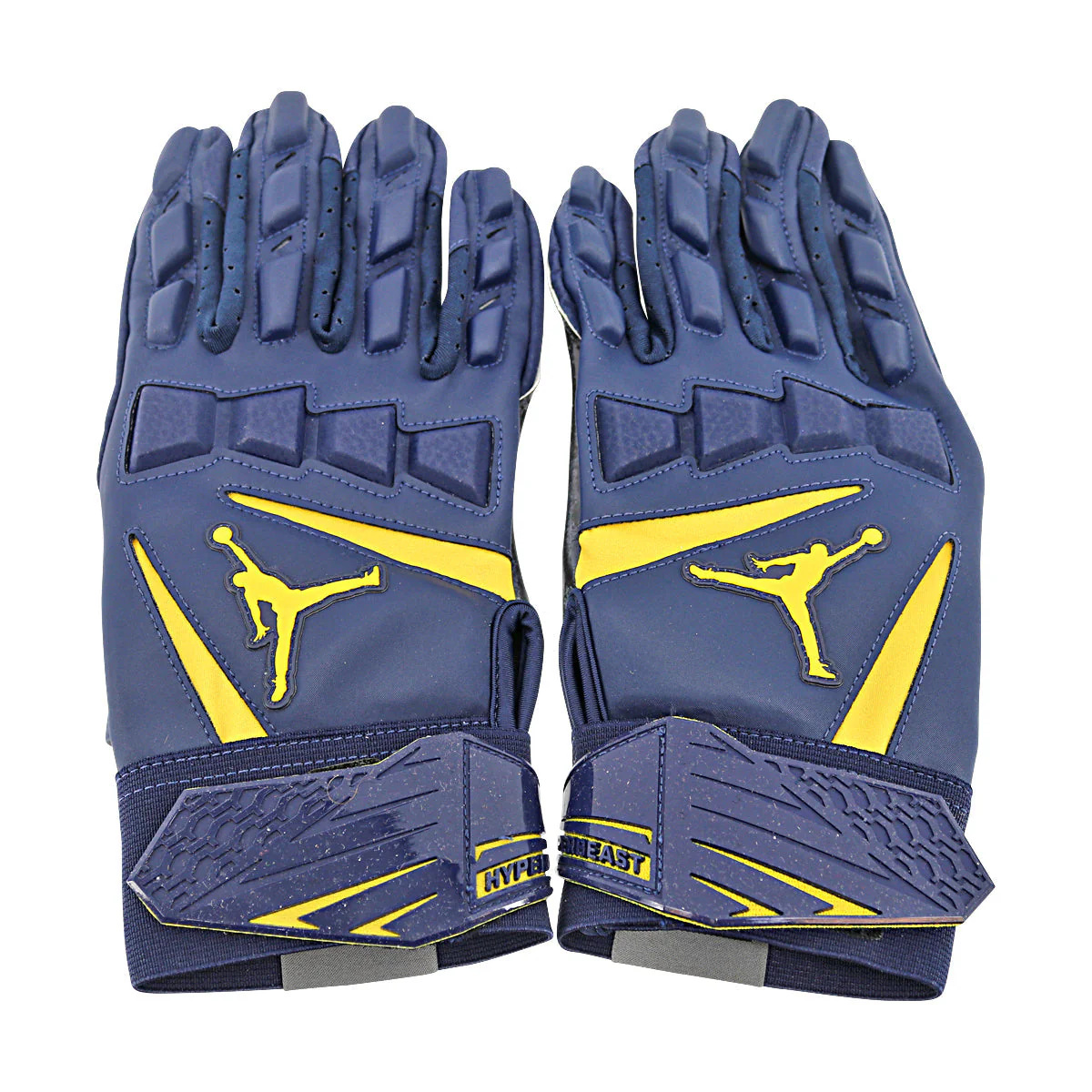 Jordan Brand Hyberbeast Leather Michigan Wolverines Blue Gloves Size: XXL