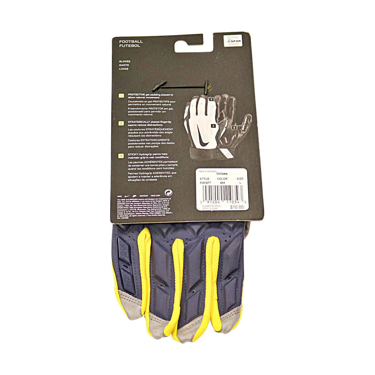 Jordan Brand SM D-TacK FG 6.0 CLG Michigan Wolverines Blue Gloves Size: L  PGF977 - Image 2
