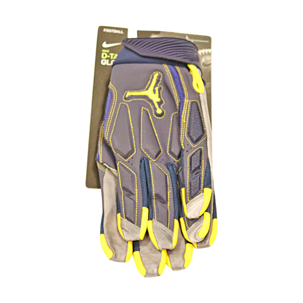 Jordan Brand SM D-TacK FG 6.0 CLG Michigan Wolverines Blue Gloves Size: L  PGF977 Yellow Trime