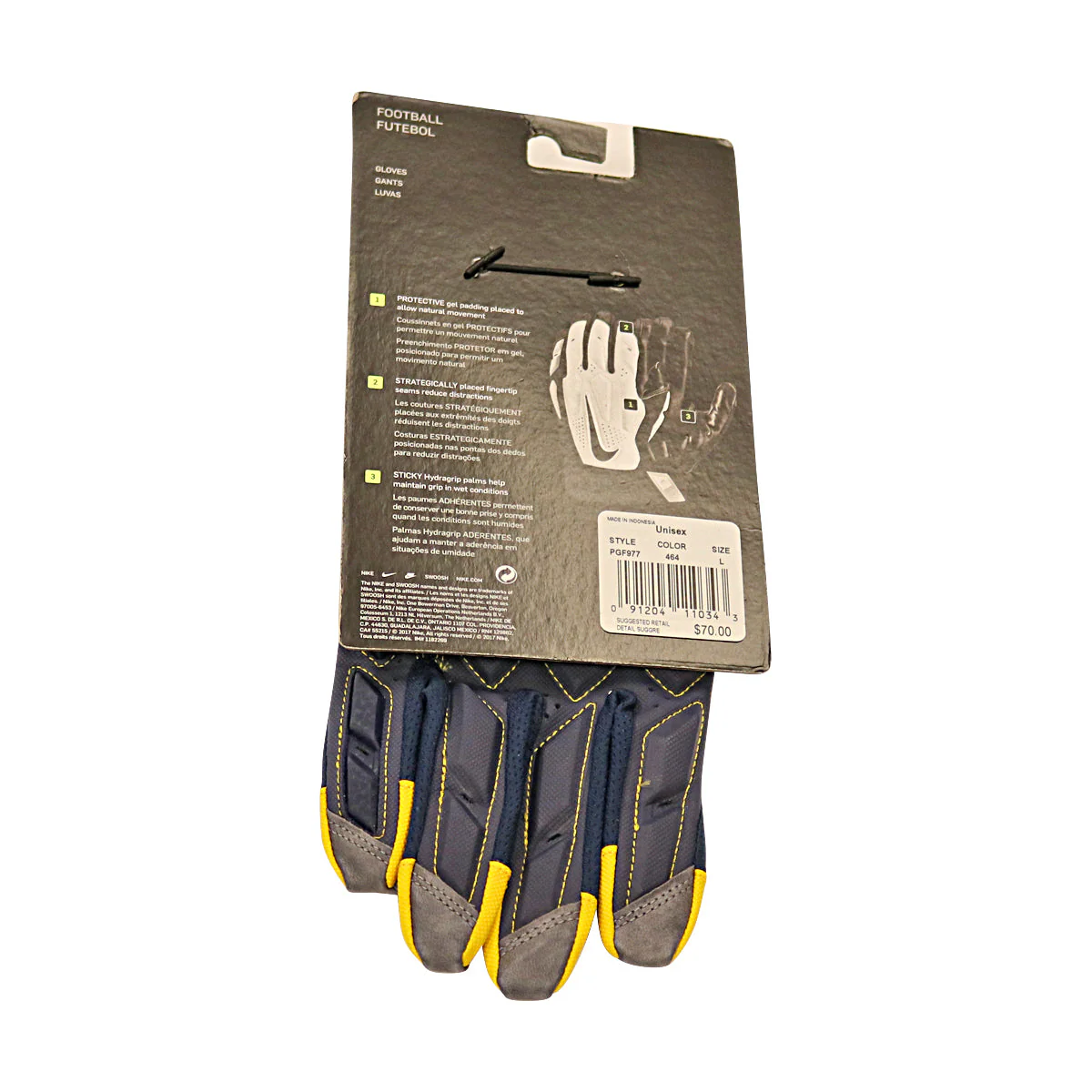 Jordan Brand SM D-TacK FG 6.0 CLG Michigan Wolverines Blue Gloves Size: L  PGF977 Yellow Trime - Image 2