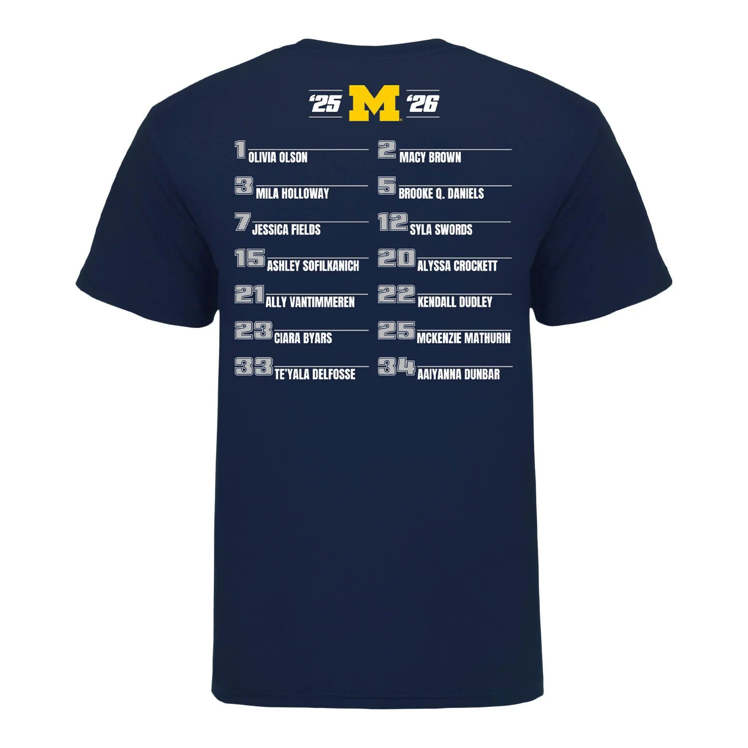 Michigan Wolverines 2025-2026 Womens Basketball Team Shirt - Image 2