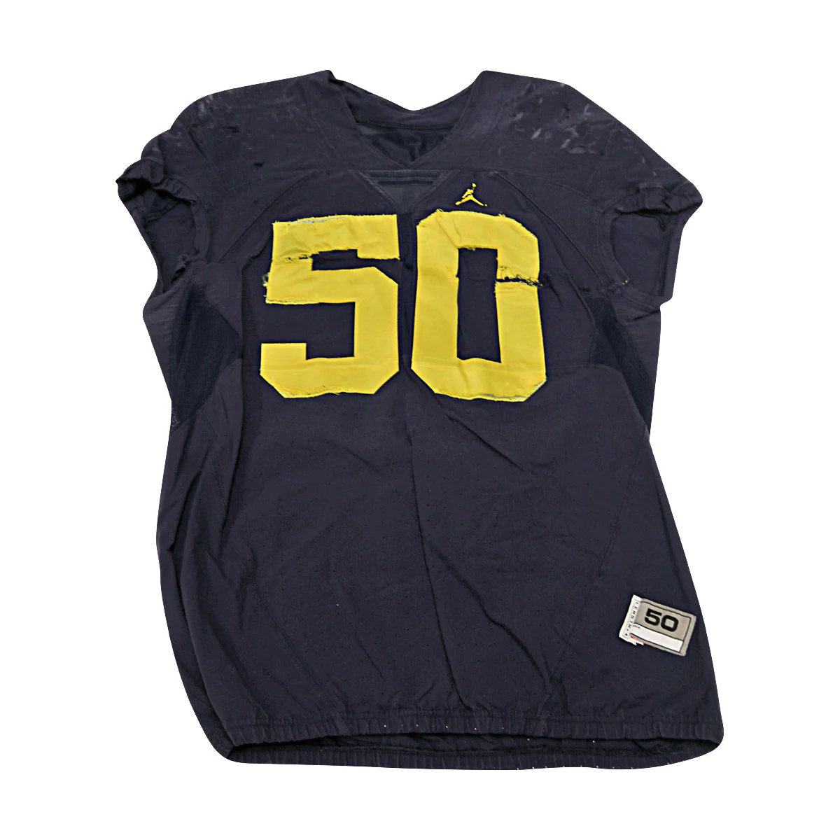 Michael Onwenu Michigan Wolverines #50 Practice Used Navy Jordan Brand Jersey - Image 2