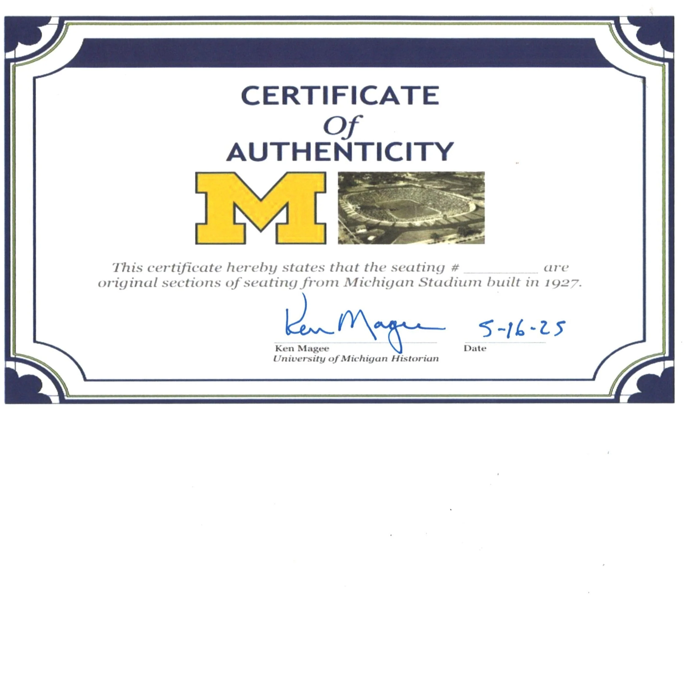 Michigan Wolverines Authentic 1927 Seven Inch Big House Bench Seat 17x20 Frame - Image 3