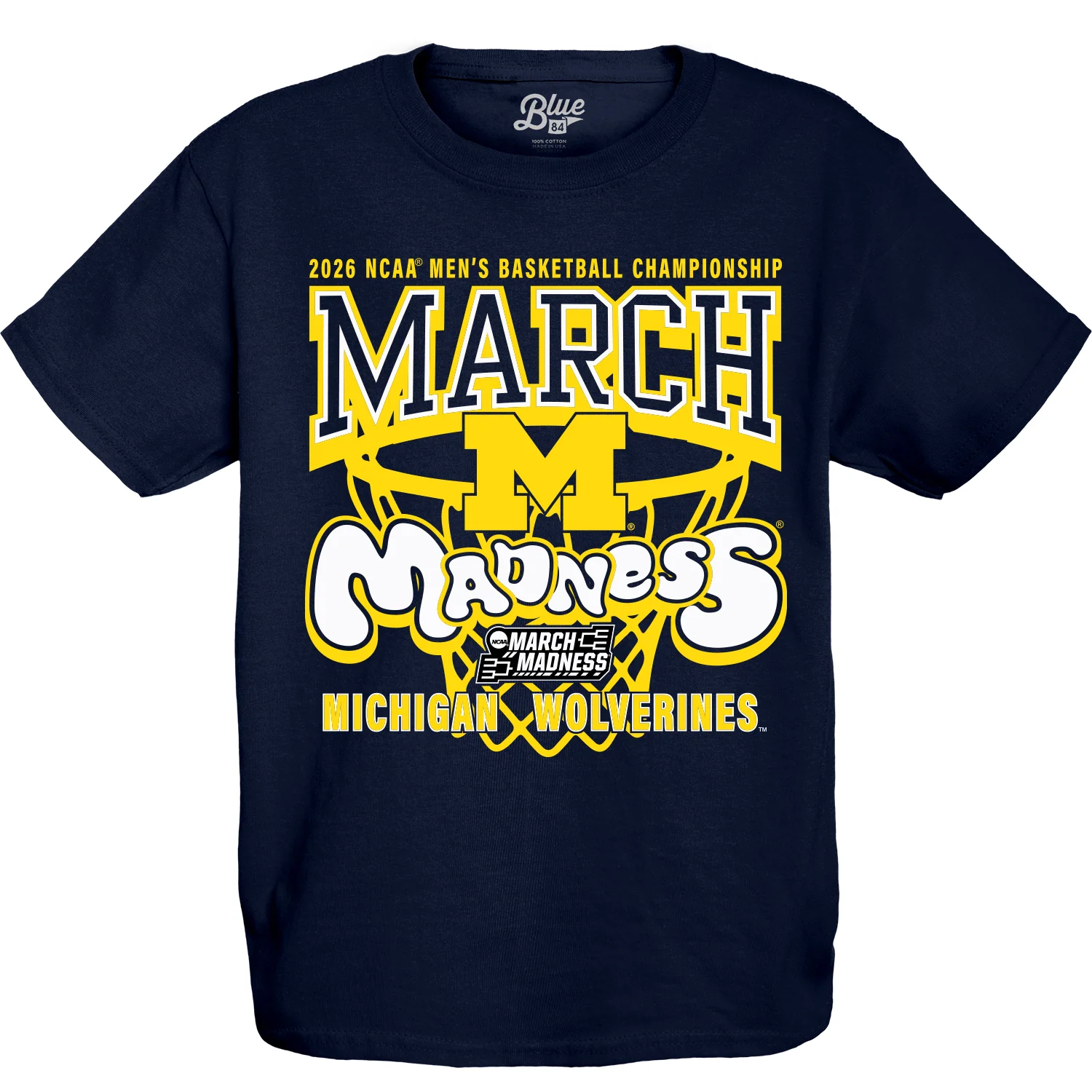 Michigan Wolverines March Madness Youth Navy Bubble Tee