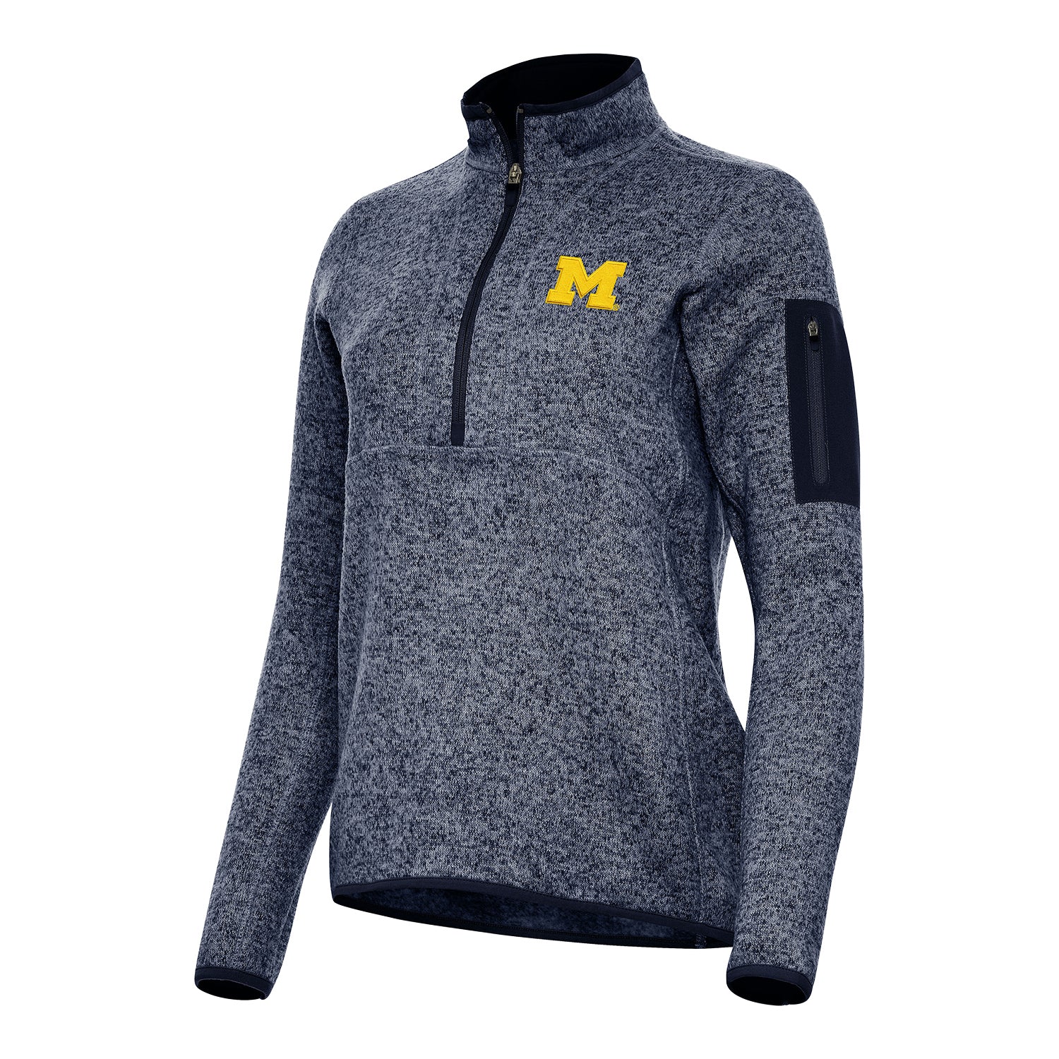 Michigan Wolverines Women's Heather Navy Fortune 1/4 Zip Pullover