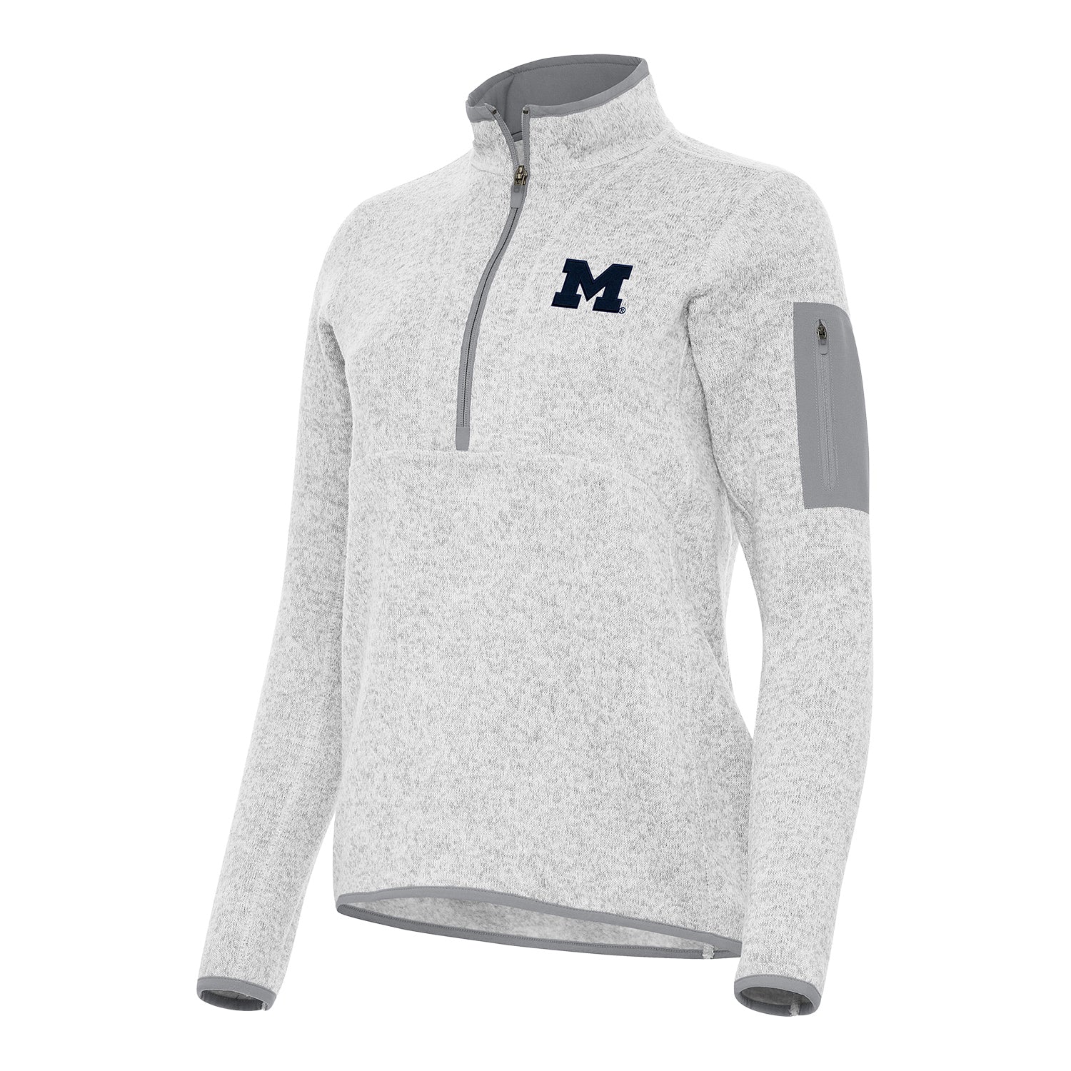 Michigan Wolverines Women's Heather Gray Fortune 1/4 Zip Pullover