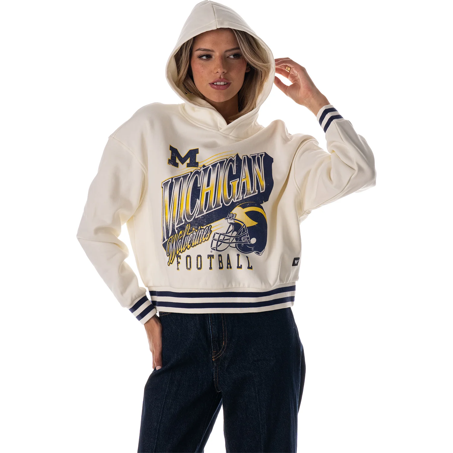 Michigan Wolverines Women's Cropped Football Hoodie