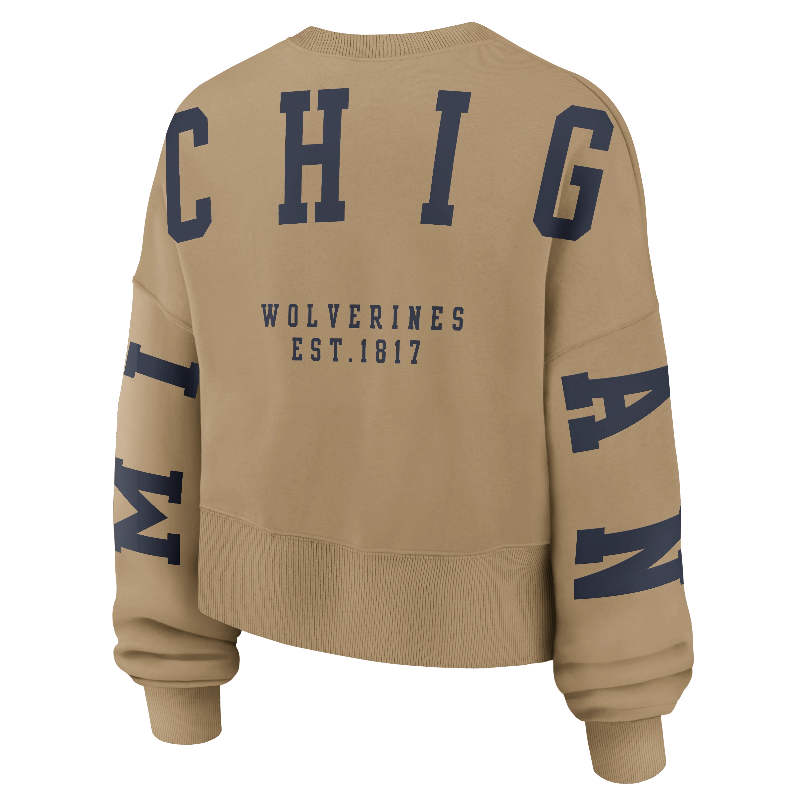 Michigan Wolverines Nike Women's Brown 2-Hit Phoenix Crewneck Sweatshirt - Image 2