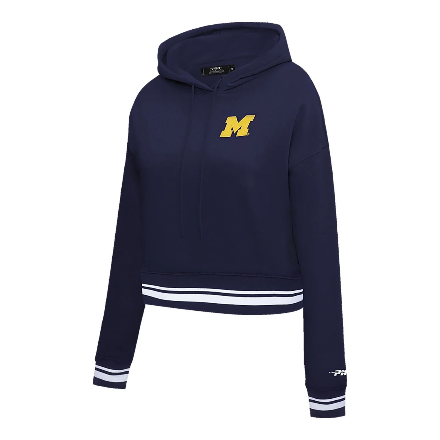Michigan Wolverines Classic Women's Ribbed Fleece Cropped Pullover Hoodie