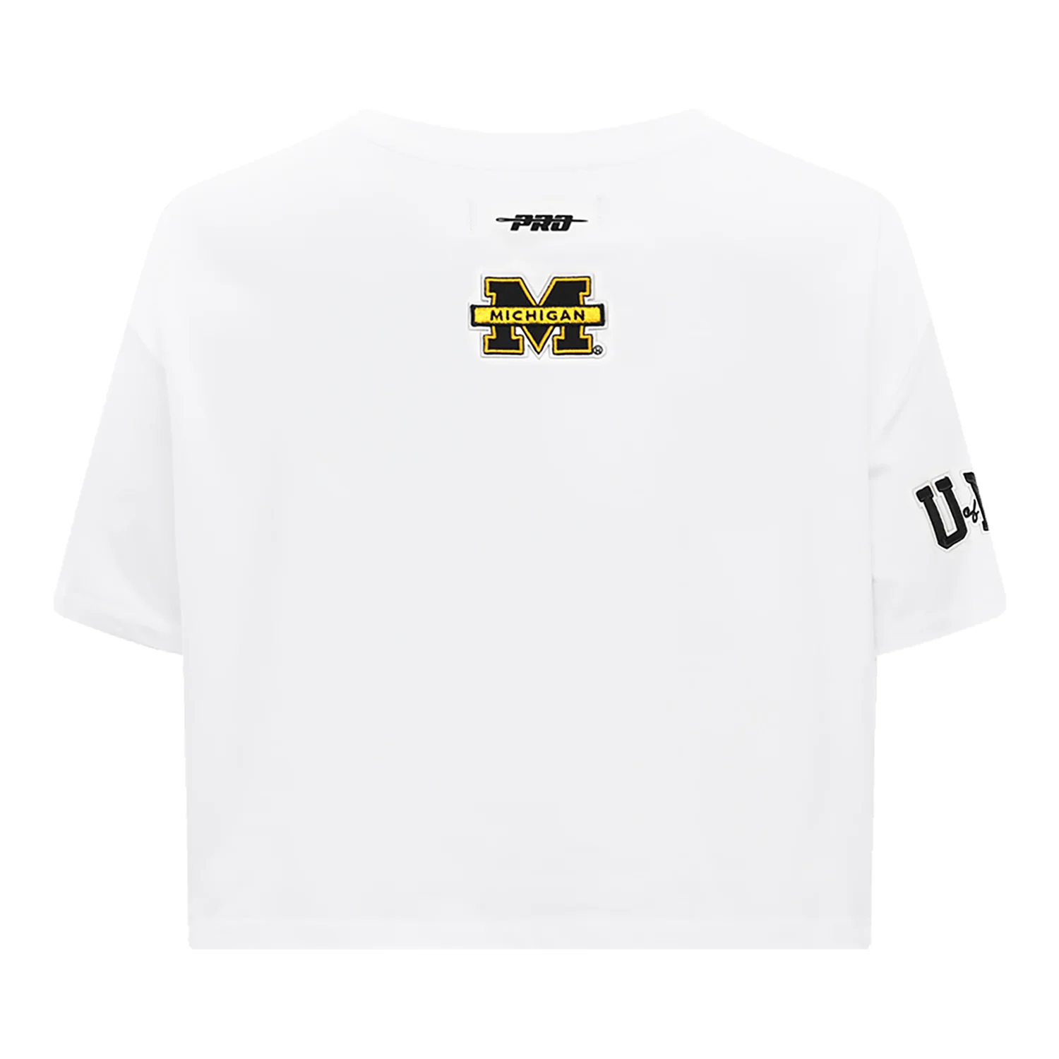 Michigan Wolverines Women's Pro Standard White Arch Wordmark Crop T-Shirt - Image 2