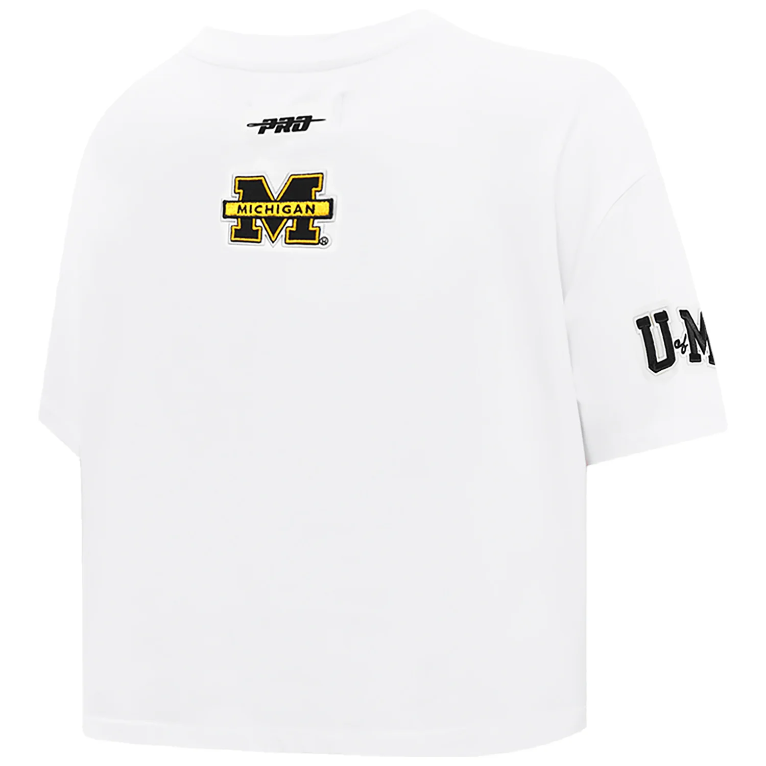 Michigan Wolverines Women's Pro Standard White Arch Wordmark Crop T-Shirt - Image 4