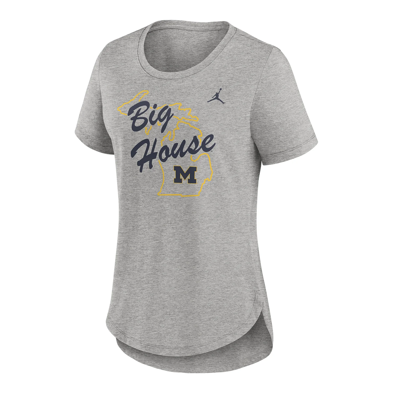 Michigan Wolverines Women's Jordan Brand Gray The Big House Graphic T-Shirt