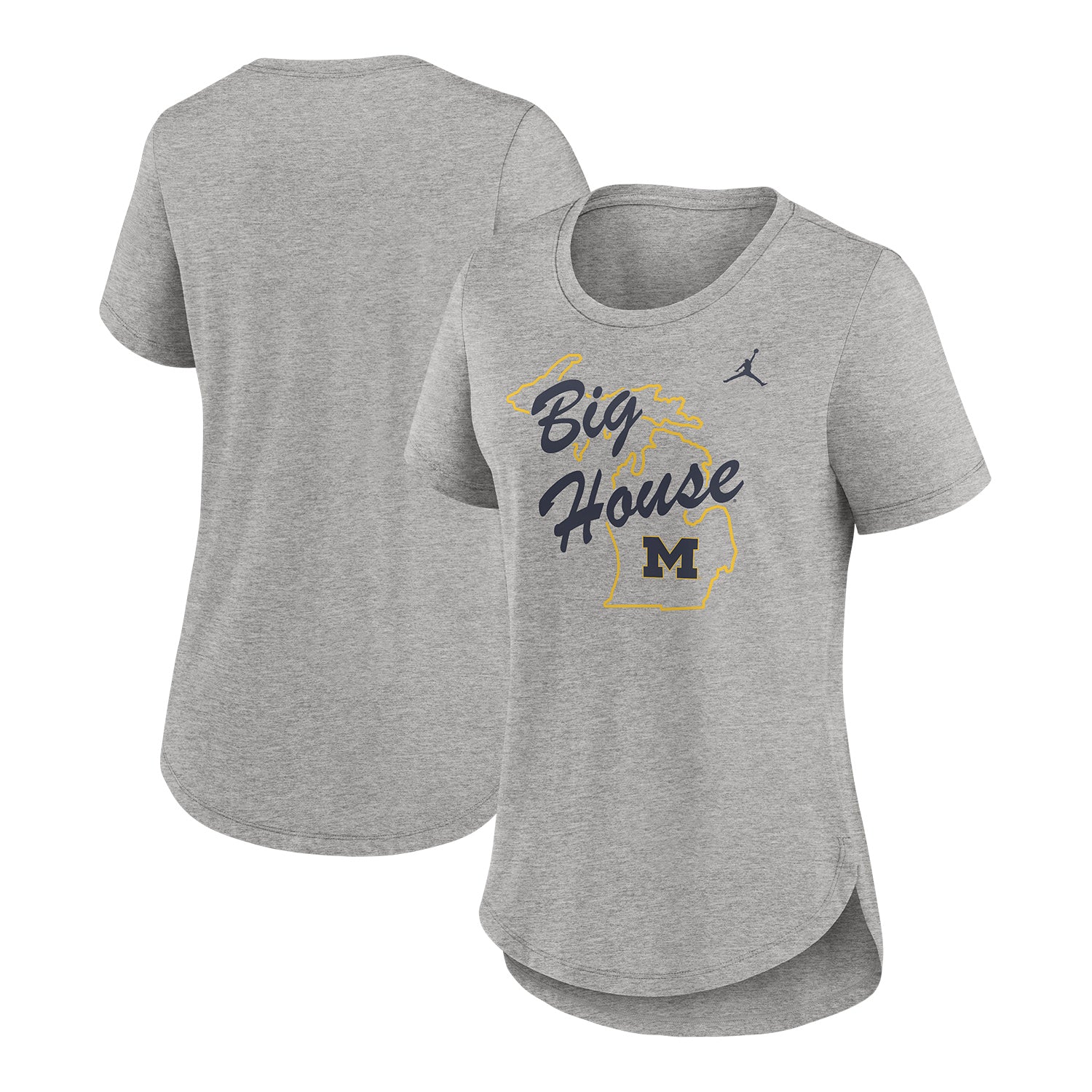 Michigan Wolverines Women's Jordan Brand Gray The Big House Graphic T-Shirt - Image 3