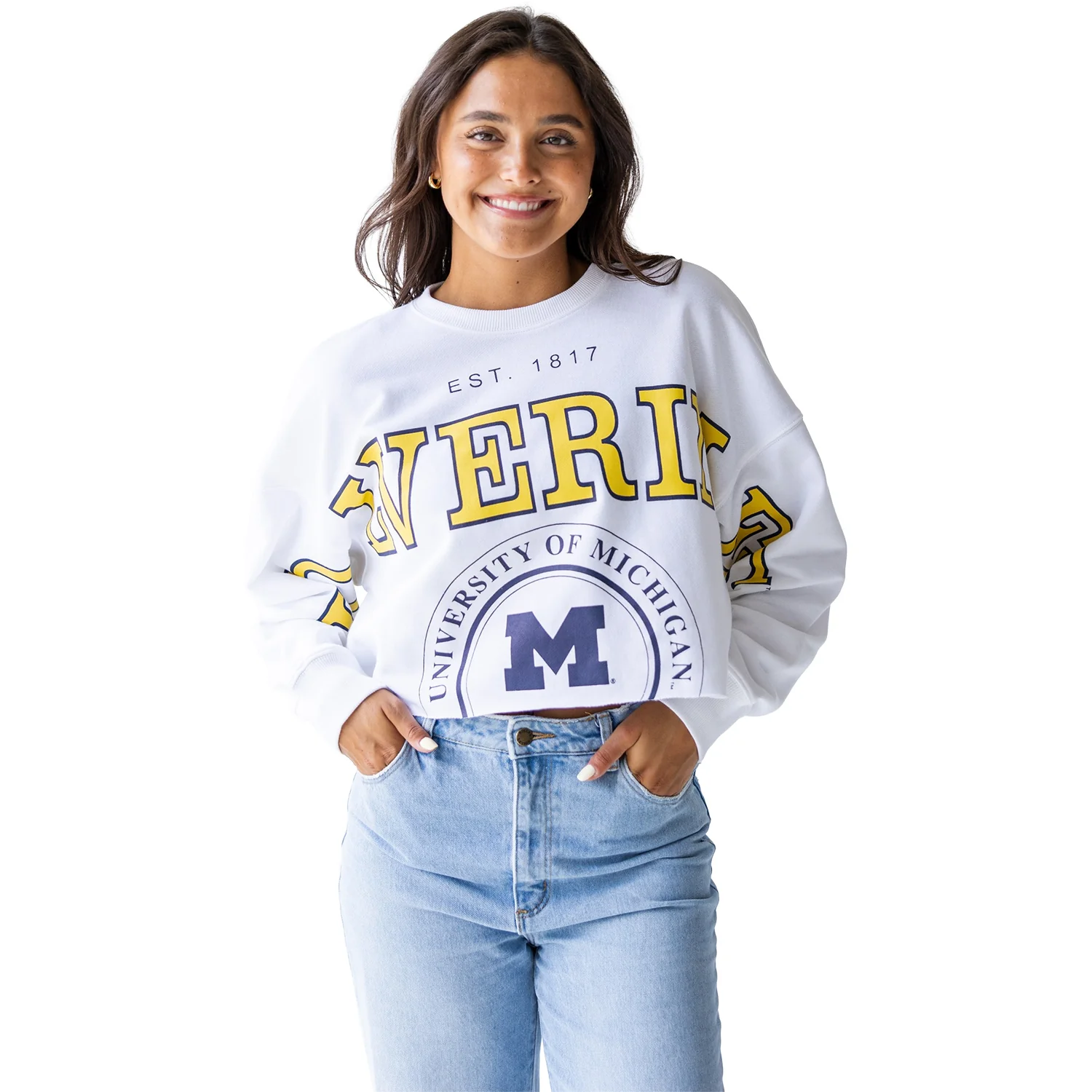 Michigan Wolverines Women's Phipps Split Cropped Long Sleeve Tee - Image 2