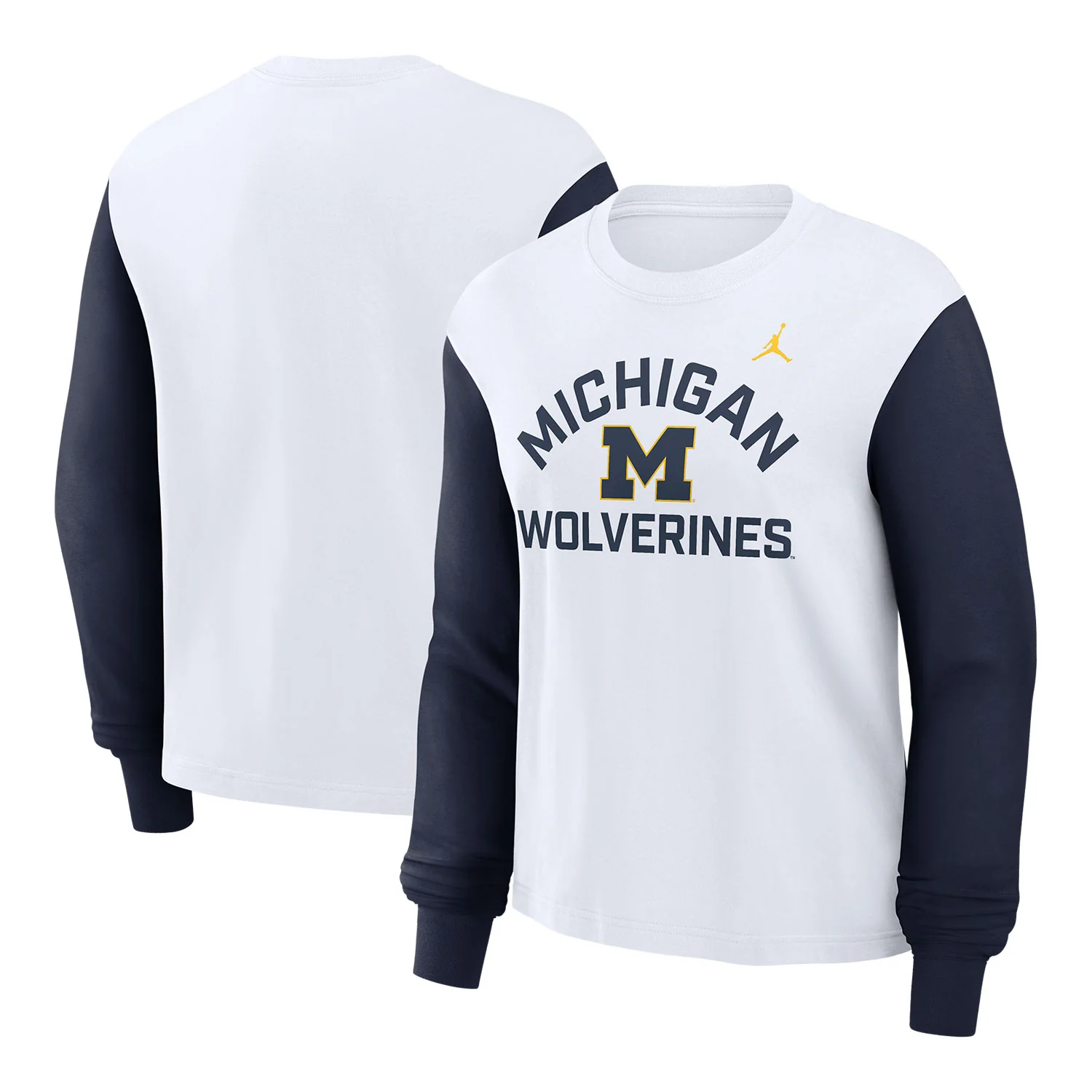 Michigan Wolverines Nike Jordan Women's White Long Sleeve Boxy Tee - Image 3