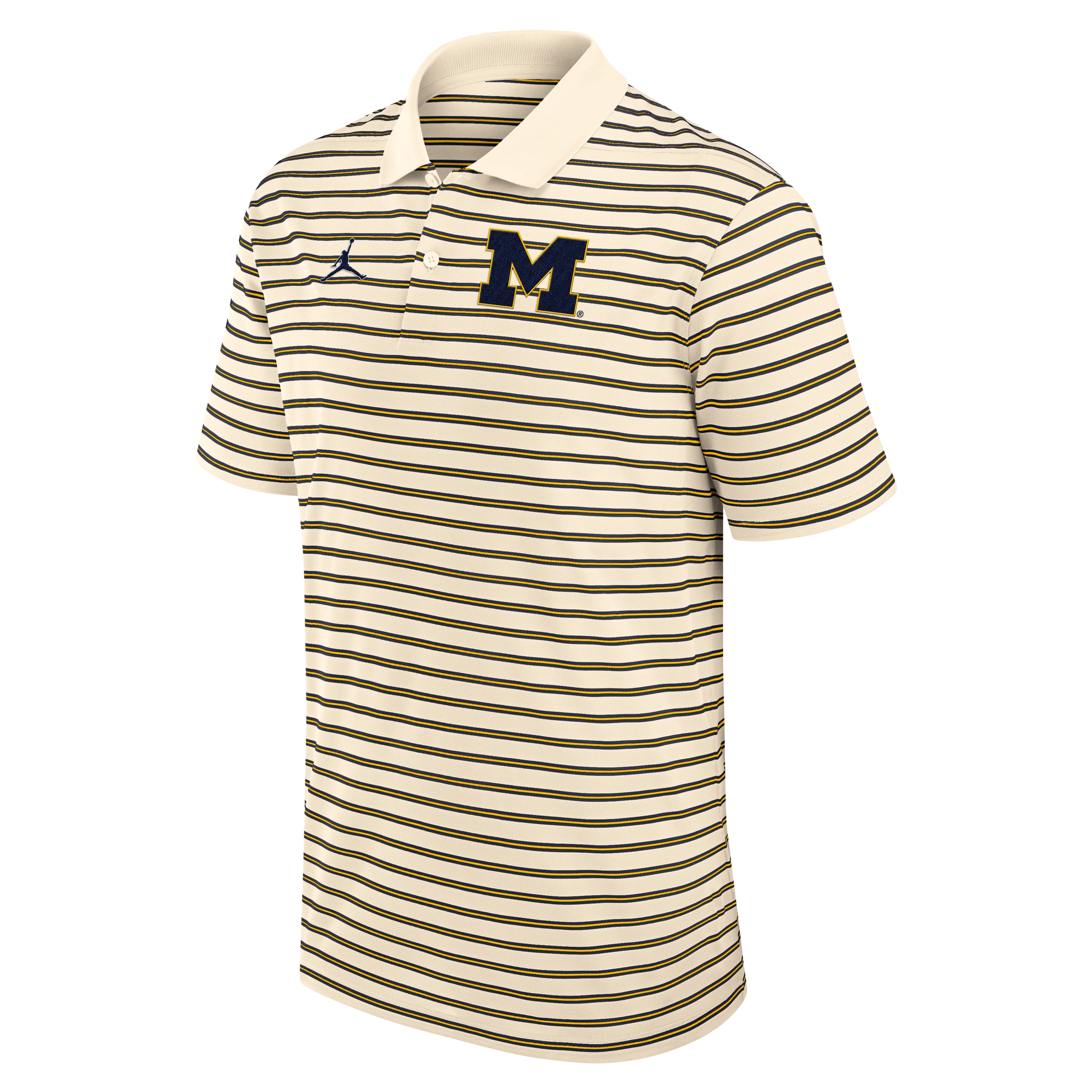 Michigan Wolverines Jordan Primary Logo Cream Striped Polo