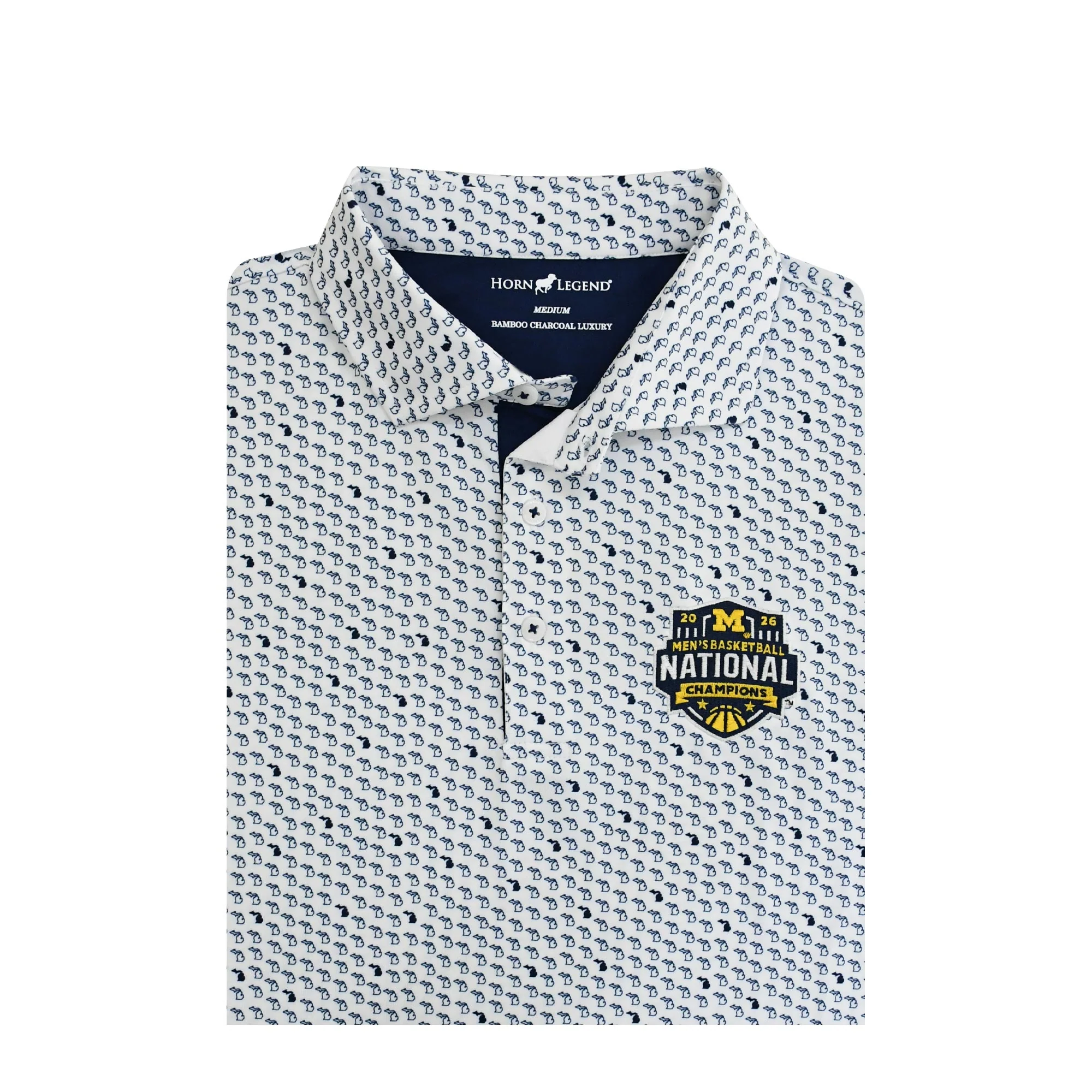 Michigan Wolverines Men's Basketball National Champions State Outline Polo - Image 2