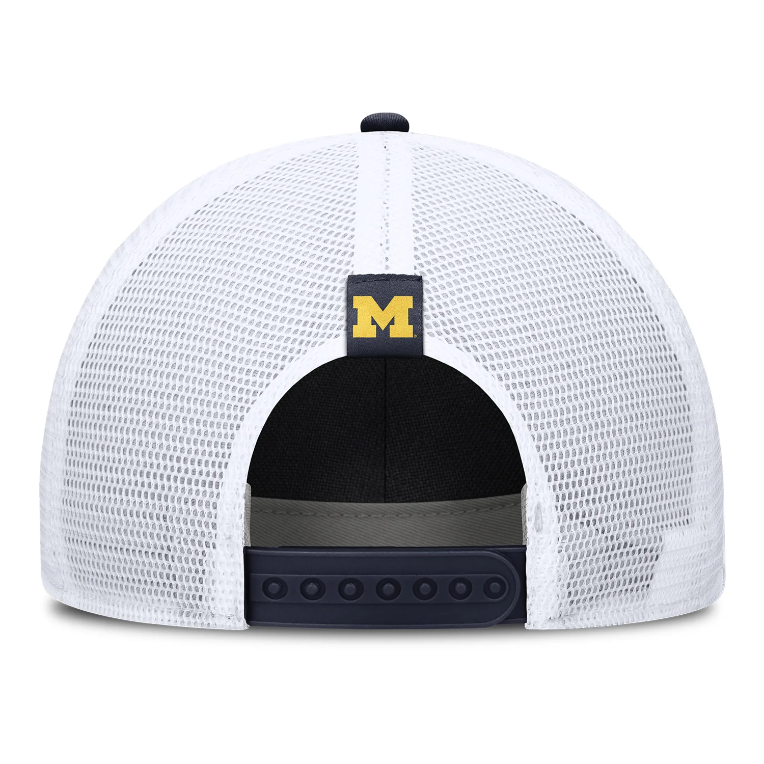 Michigan Wolverines Jordan Rise 5 Pannel Tan Trucker Hat - Image 4