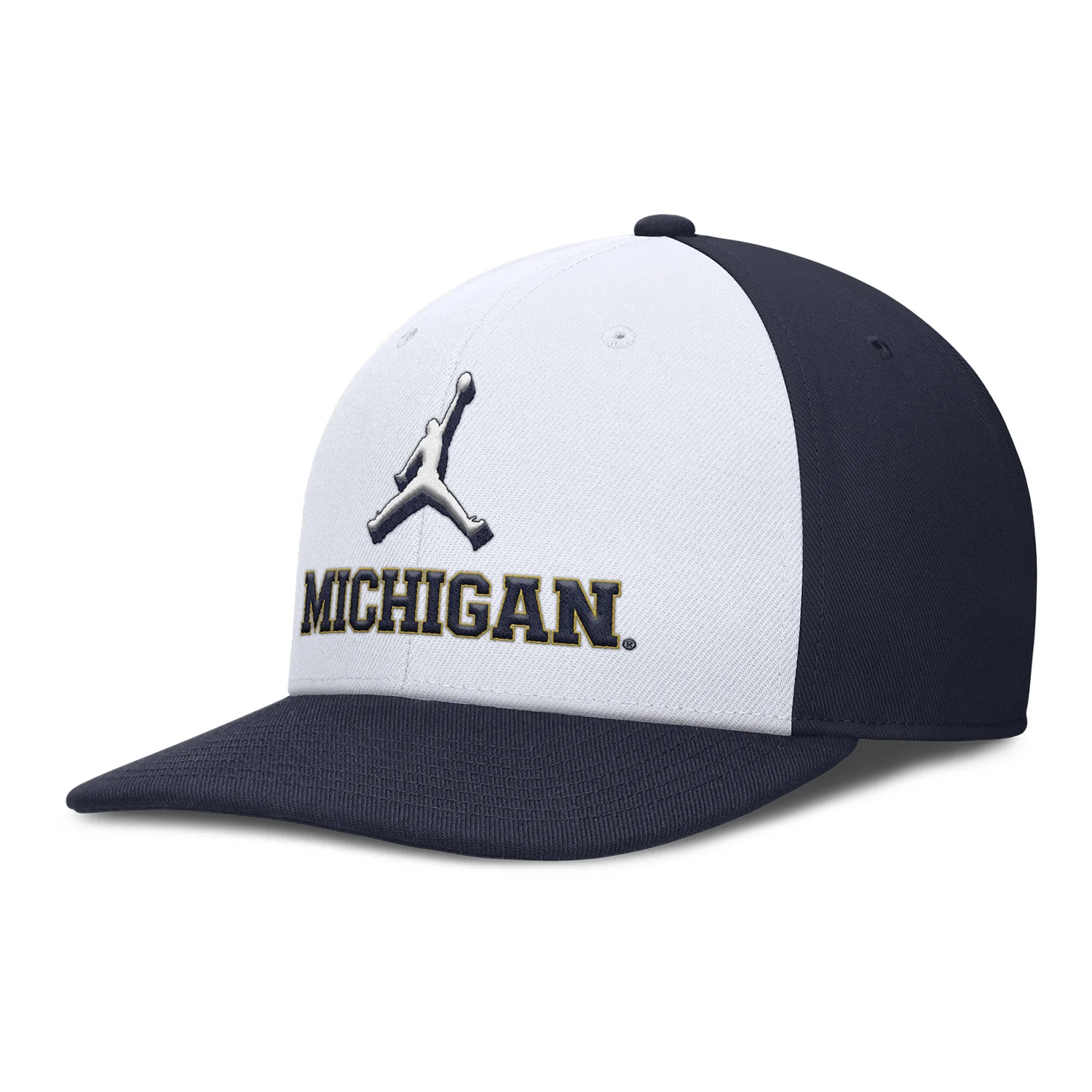 Michigan Wolverines White and Navy Snapback Pro Primetime Hat - Image 2