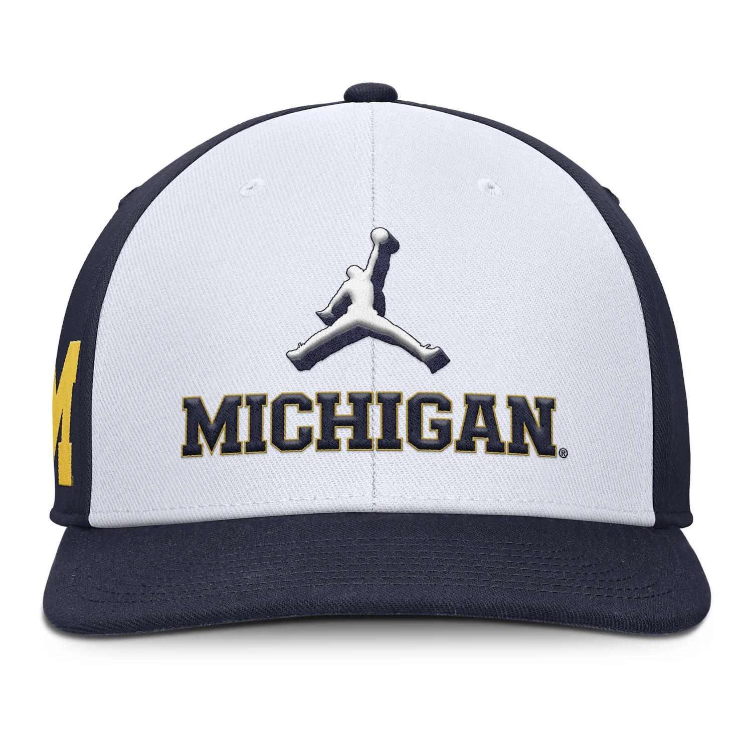 Michigan Wolverines White and Navy Snapback Pro Primetime Hat - Image 3