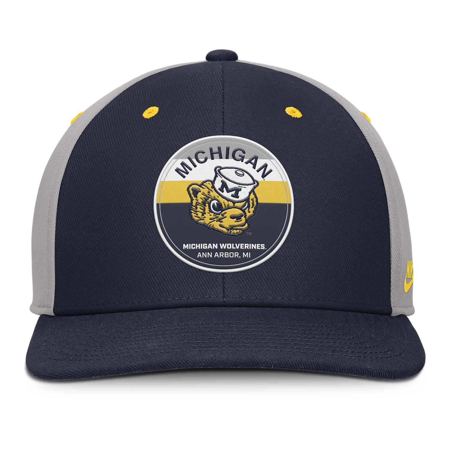 Michigan Wolverines Nike Navy and Grey Snapback Pro Legacy Hat - Image 3