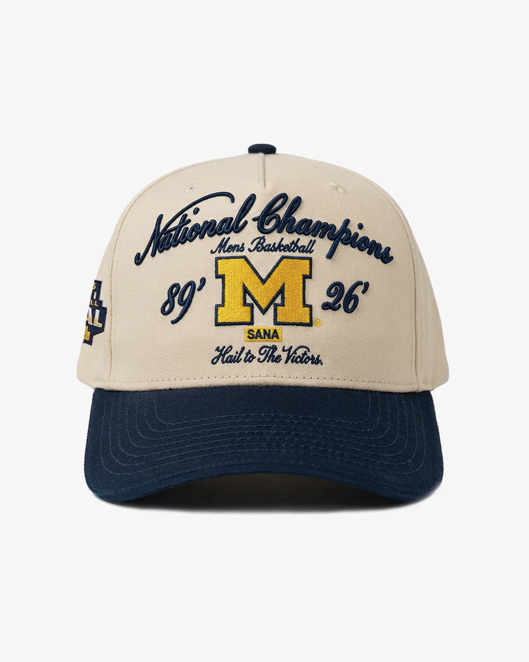 Michigan Wolverines Men's Basketball National Champions Script Cream & Navy Hat