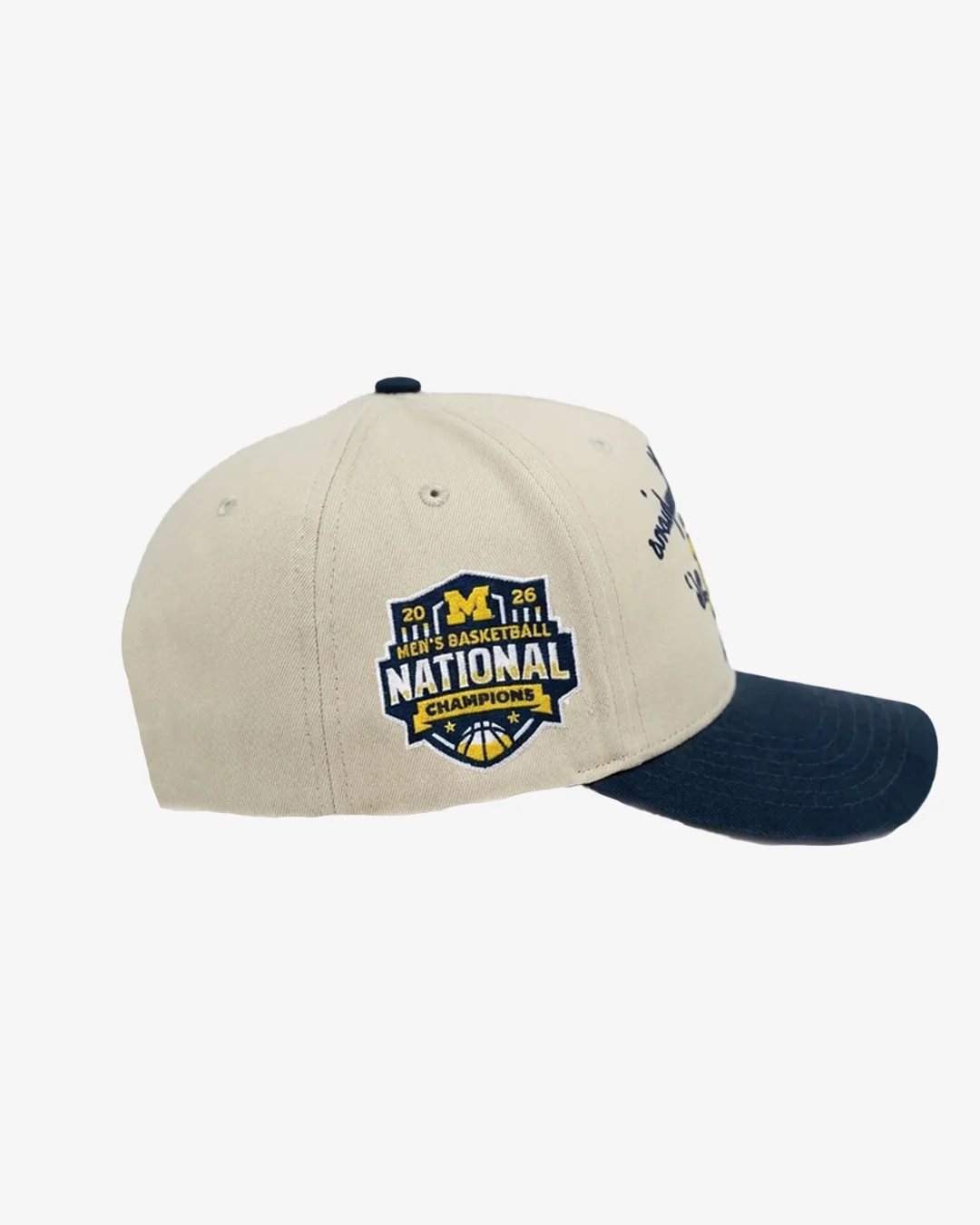 Michigan Wolverines Men's Basketball National Champions Script Cream & Navy Hat - Image 2