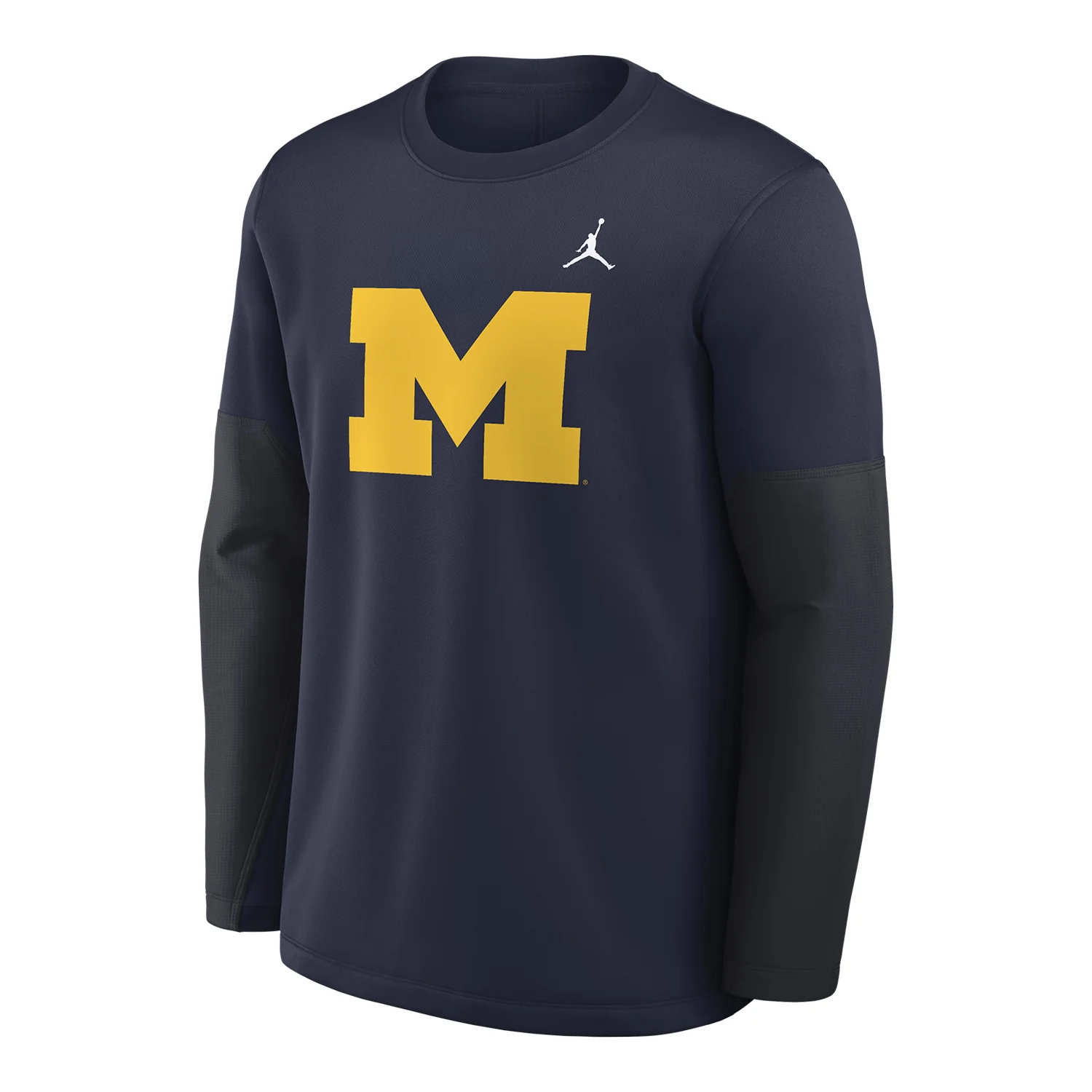 Michigan Wolverines Jordan Navy Midweight Coaches Crewneck Jacket