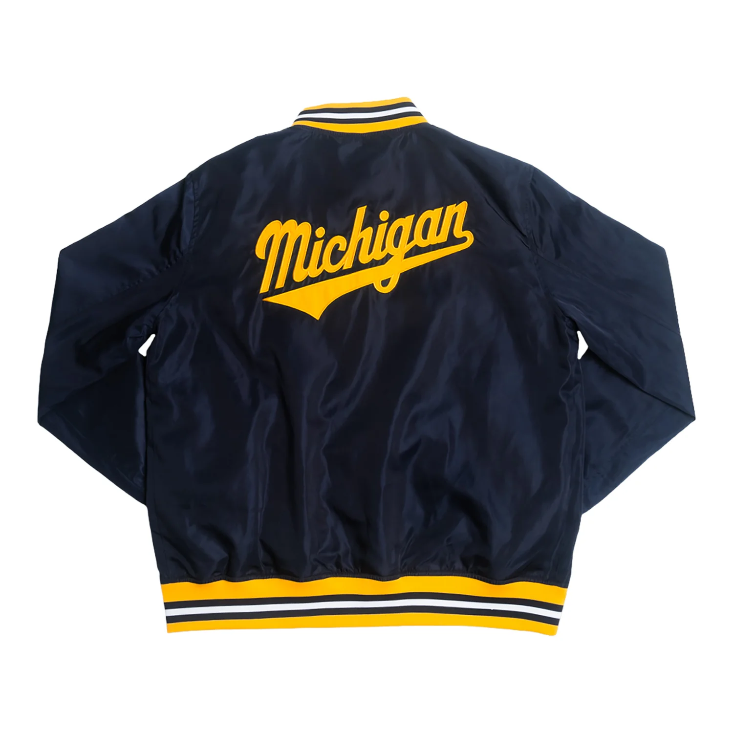 Michigan Wolverines Navy Homefield Retro Bomber Jacket - Image 2