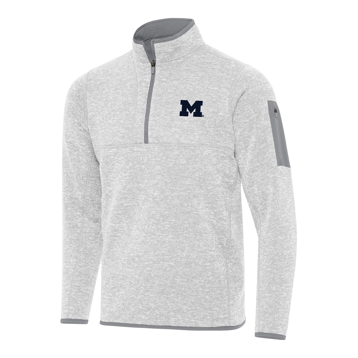Michigan Wolverines Antigua Fortune Gray 1/4 Zip Pullover