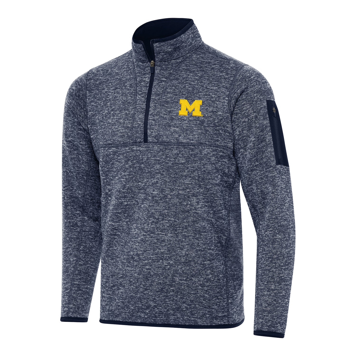 Michigan Wolverines Antigua Fortune Navy 1/4 Zip Pullover