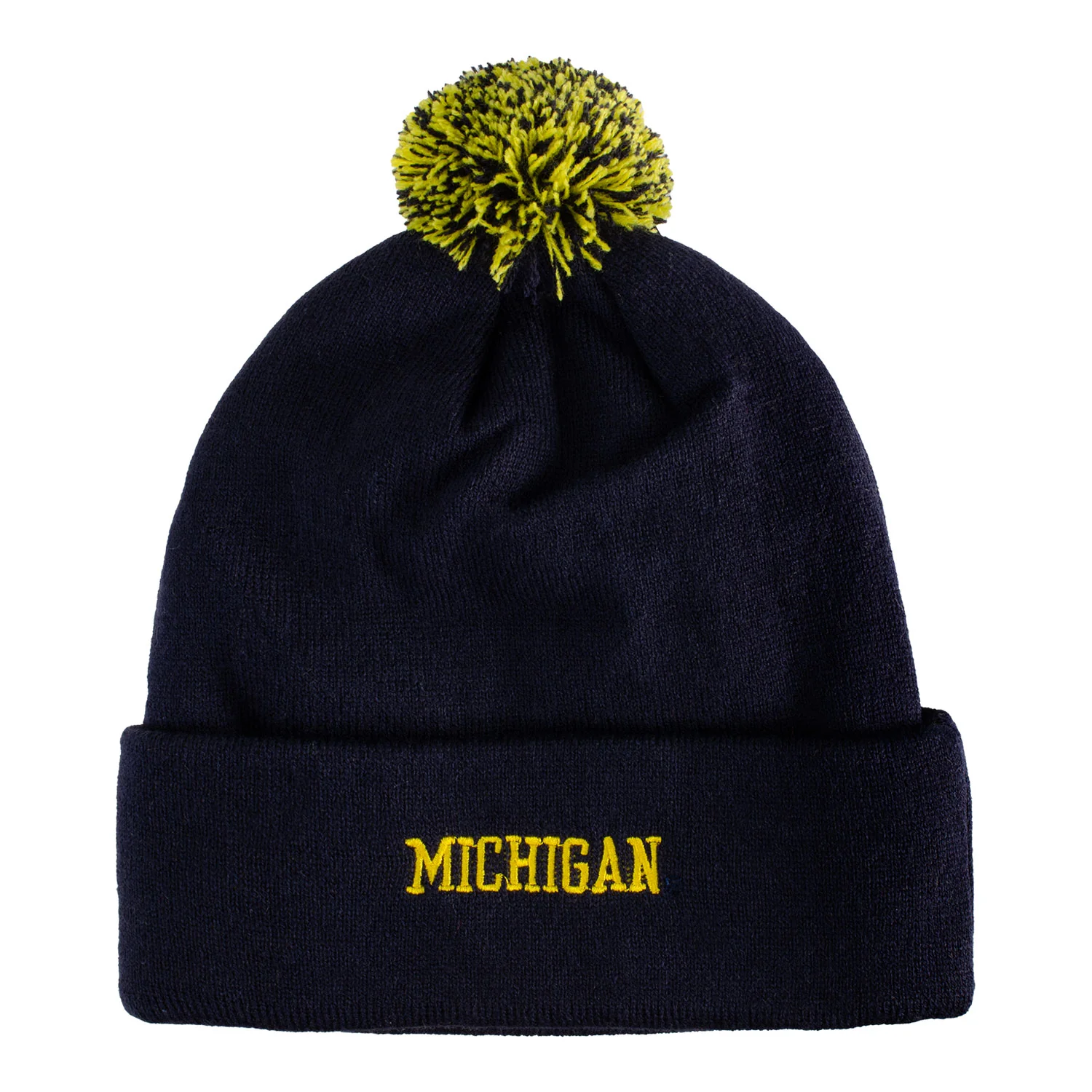 Michigan Wolverines Valiant 'Block M' Pom Knit Navy Hat - Image 2