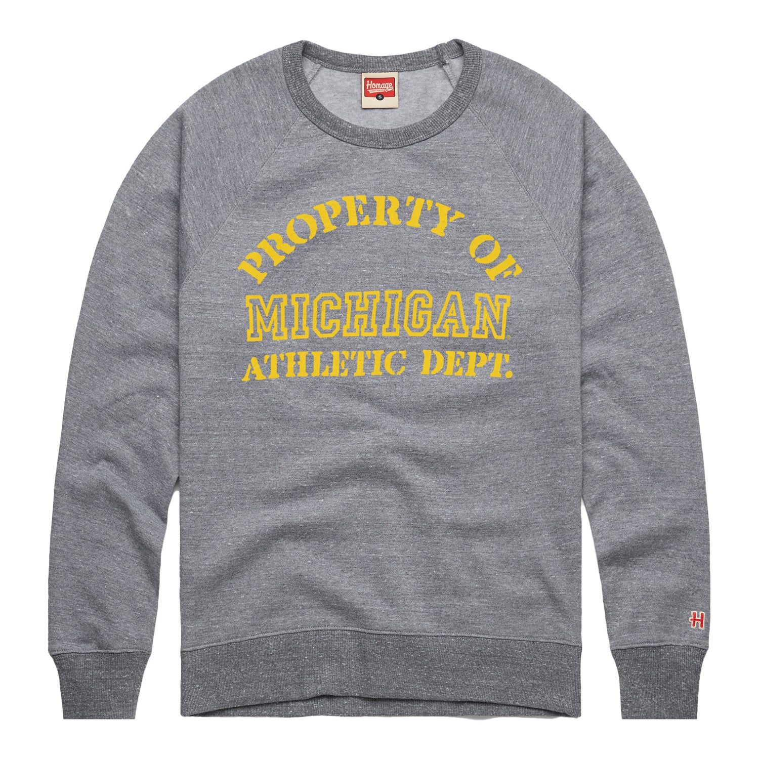 Homage University of Michigan Property Of Grey Crewneck Sweatshirt