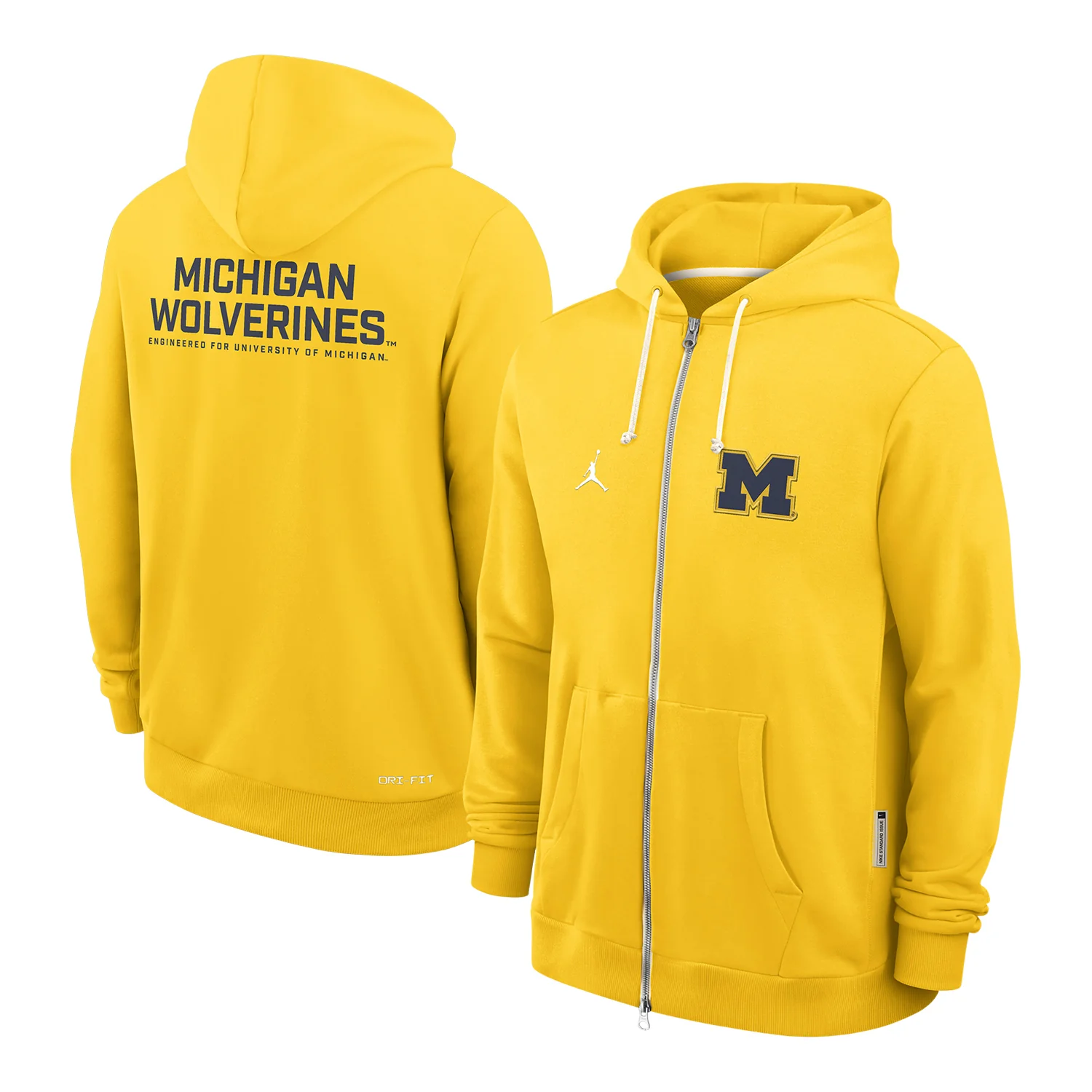 Michigan Wolverines Nike Jordan Yellow Full Zip Hooded Sweatshirt