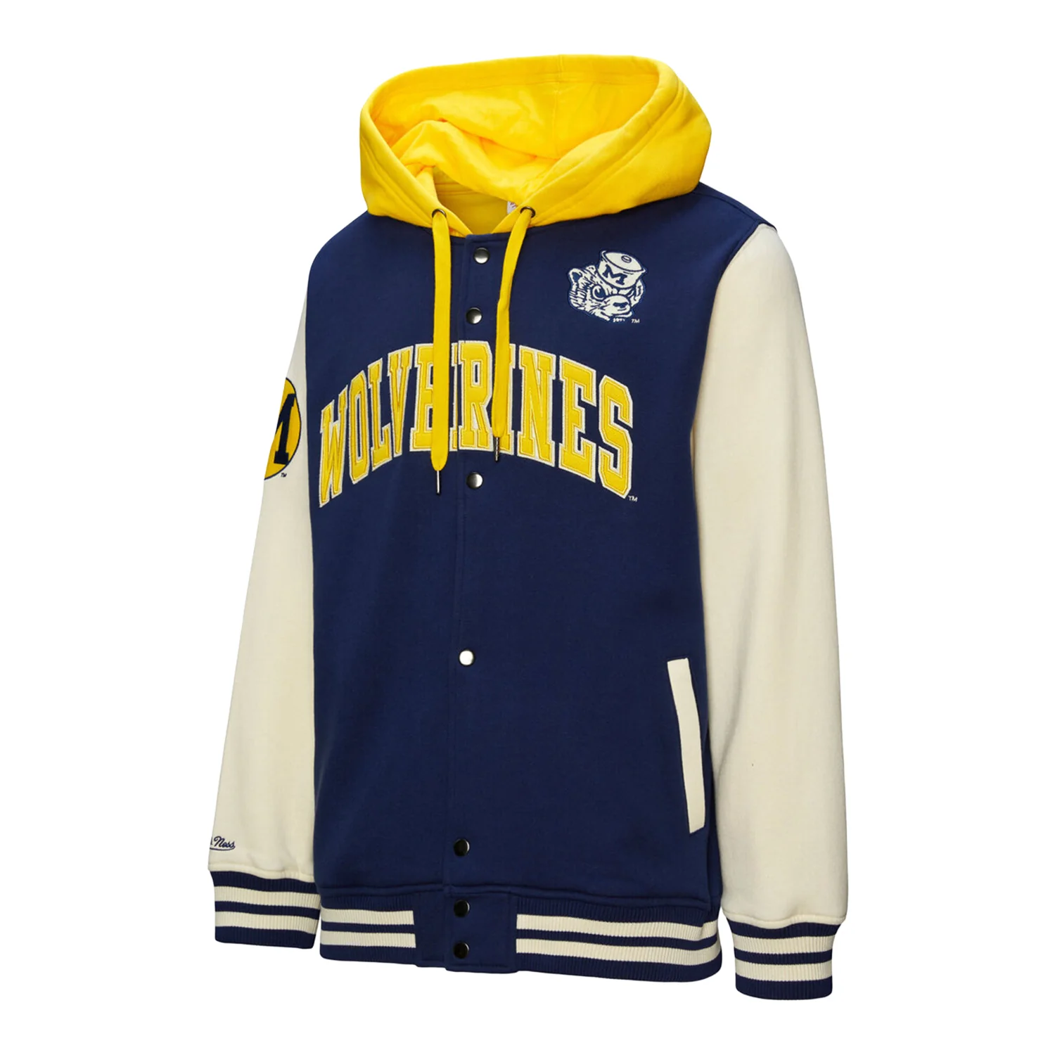 Michigan Wolverines Hooded Full-Button Fleece Vintage Jacket
