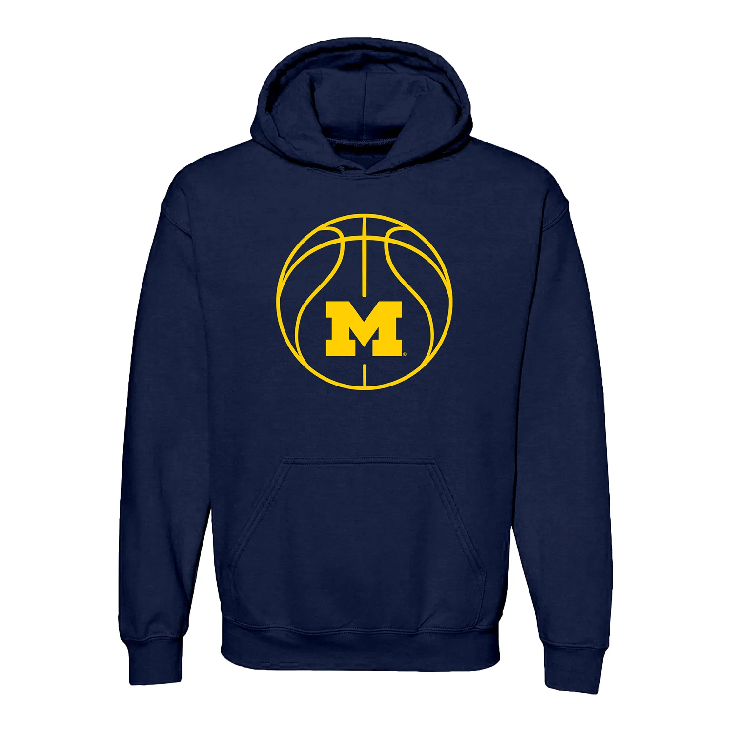Michigan Wolverines Basketball Outline Navy Hoodie - Image 3