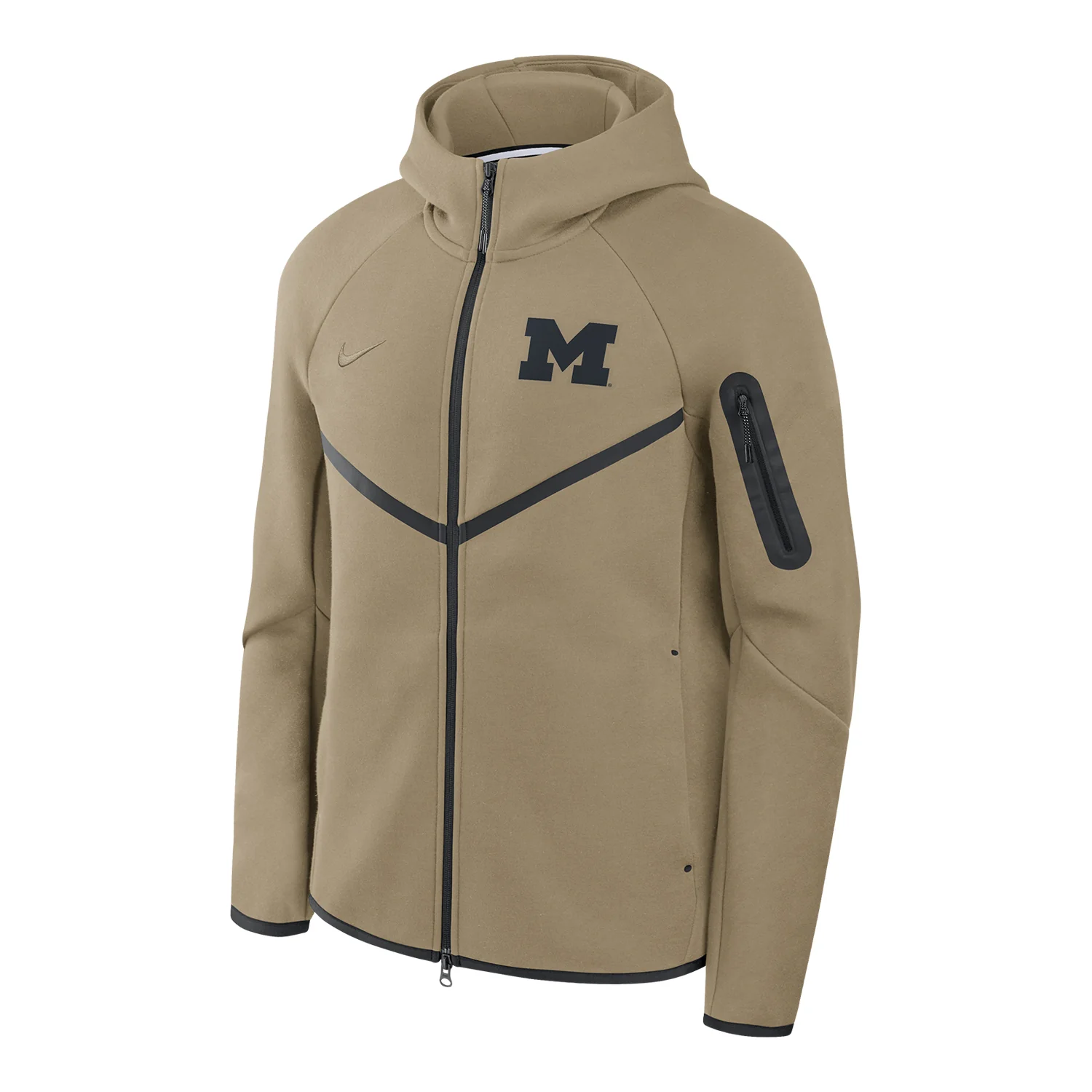 Michigan Wolverines Tan Nike Full-Zip Tech Fleece Windrunner Hoodie