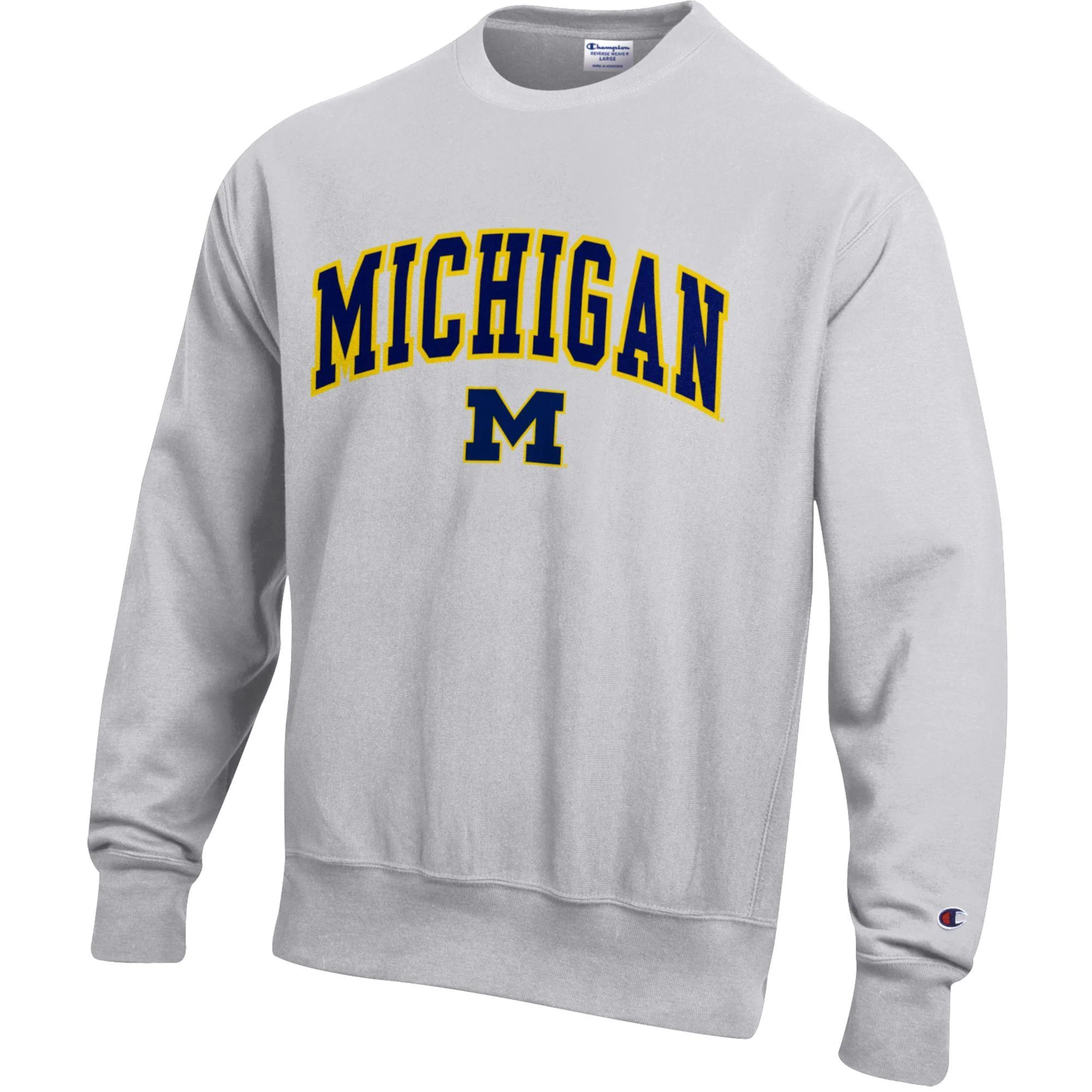 Michigan Wolverines Champion Reverse Weave Grey Crewneck