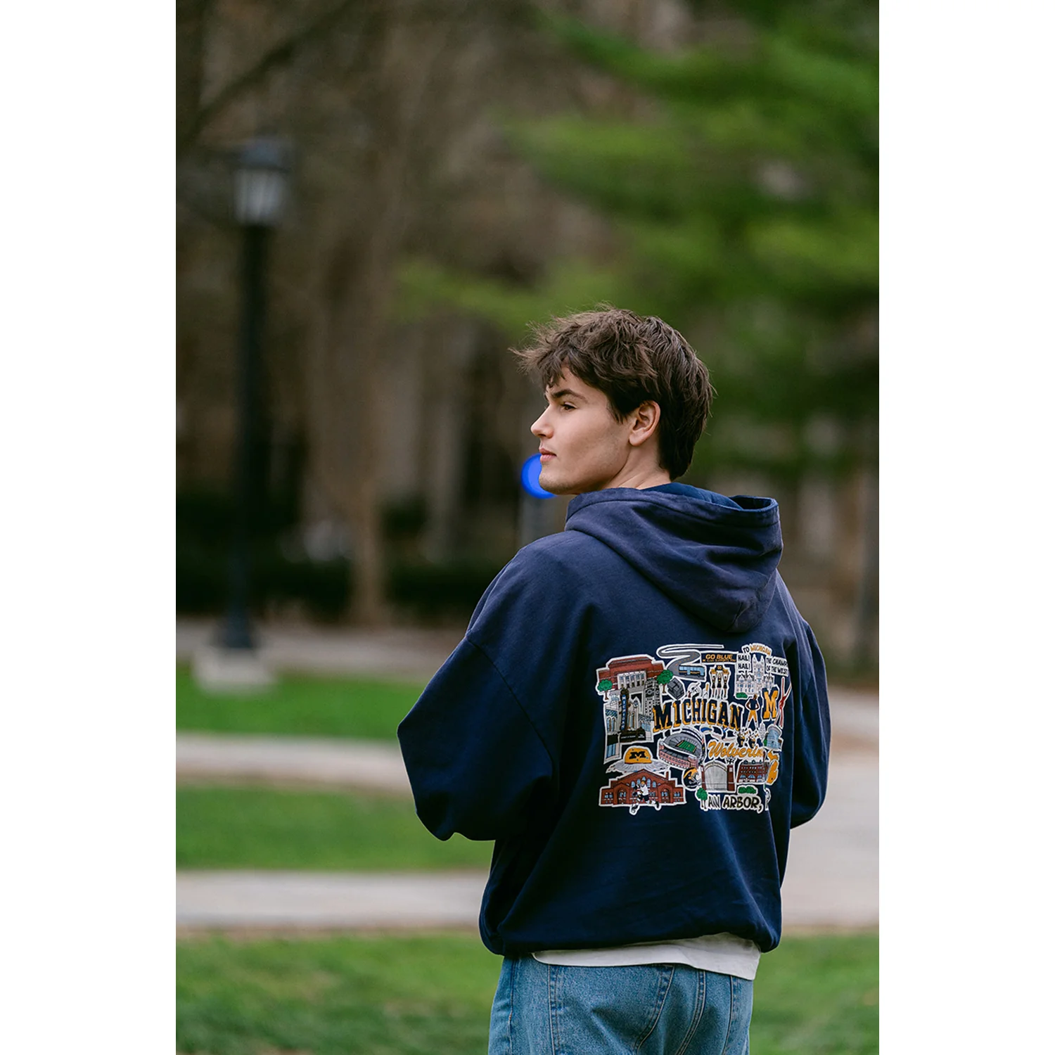 Michigan Wolverines Full Back Campus Art Hooded Sweatshirt - Image 4