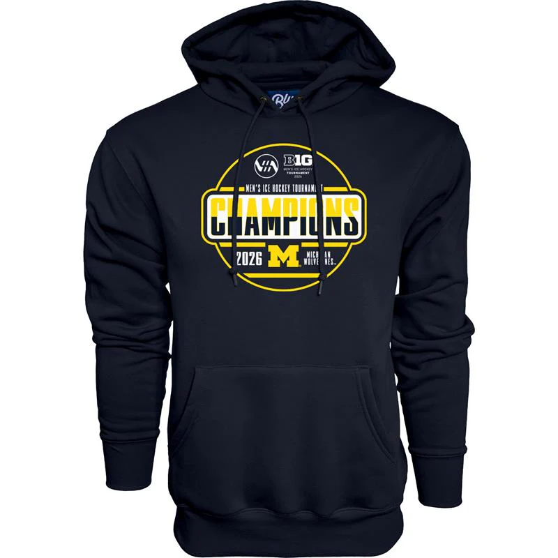 Michigan Wolverines Men's Hockey Big 10 Champion Navy Hoodie