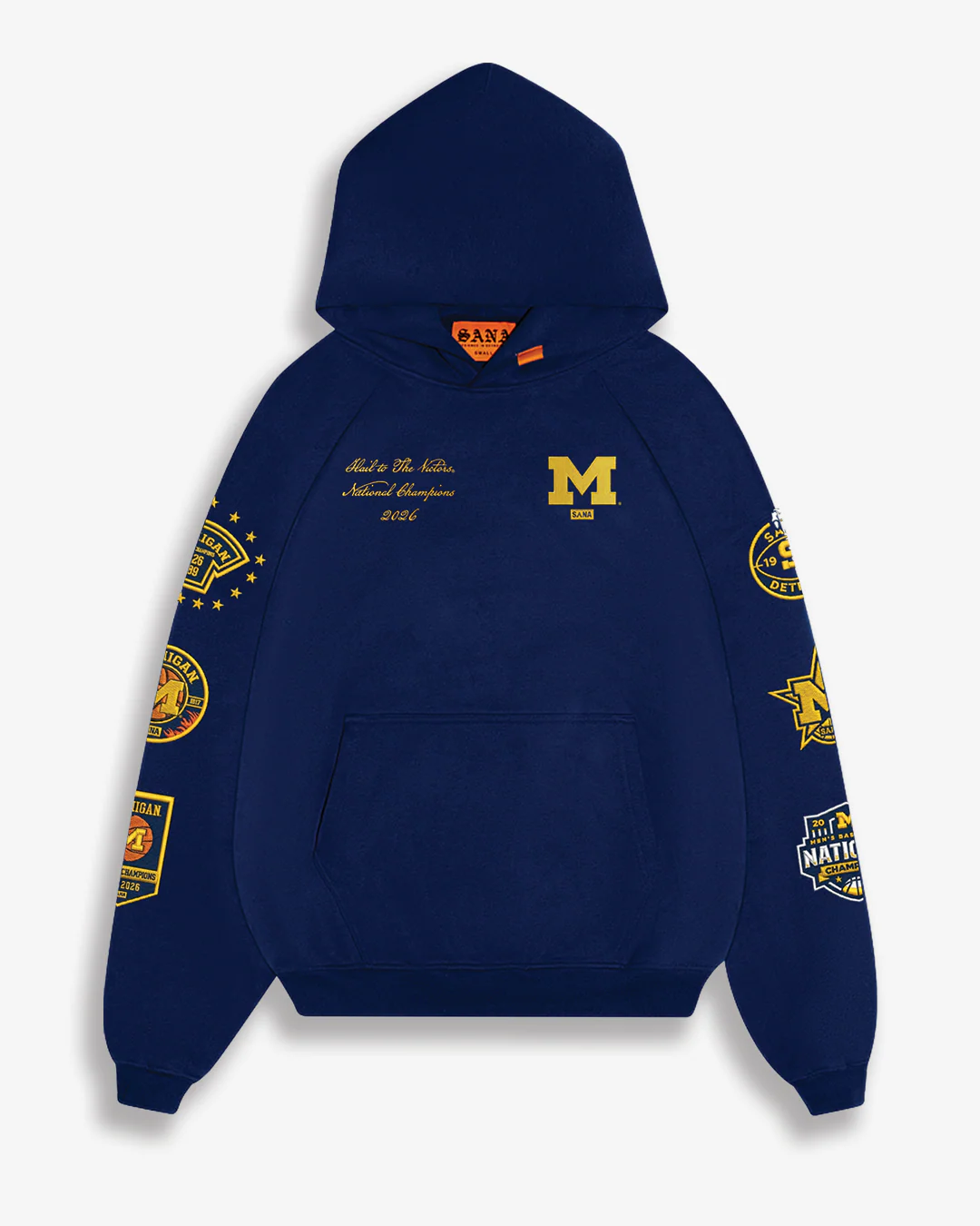 Michigan Wolverines Men's Basketball National Champions Navy Collector's Hoodie - Image 2