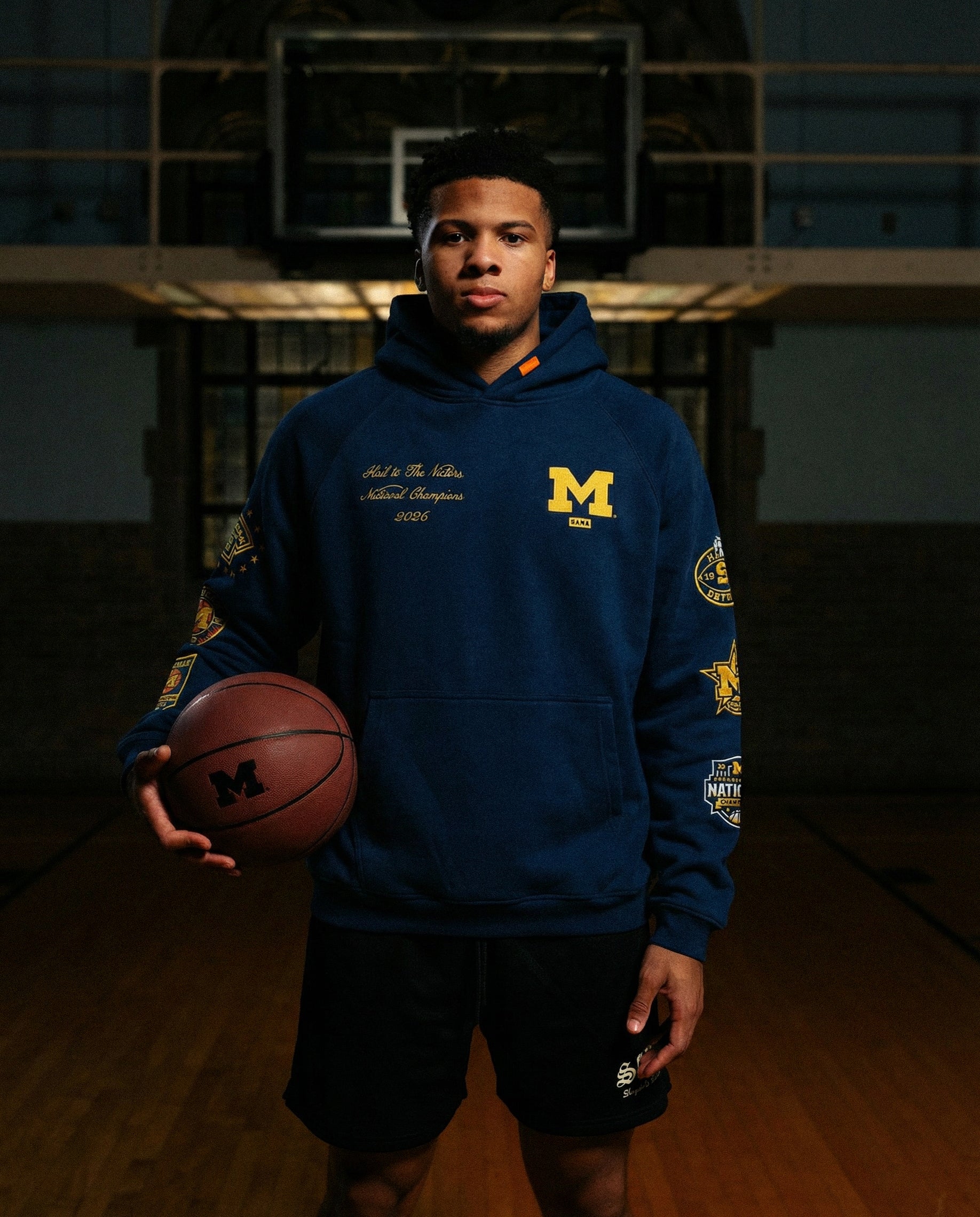Michigan Wolverines Men's Basketball National Champions Navy Collector's Hoodie - Image 3