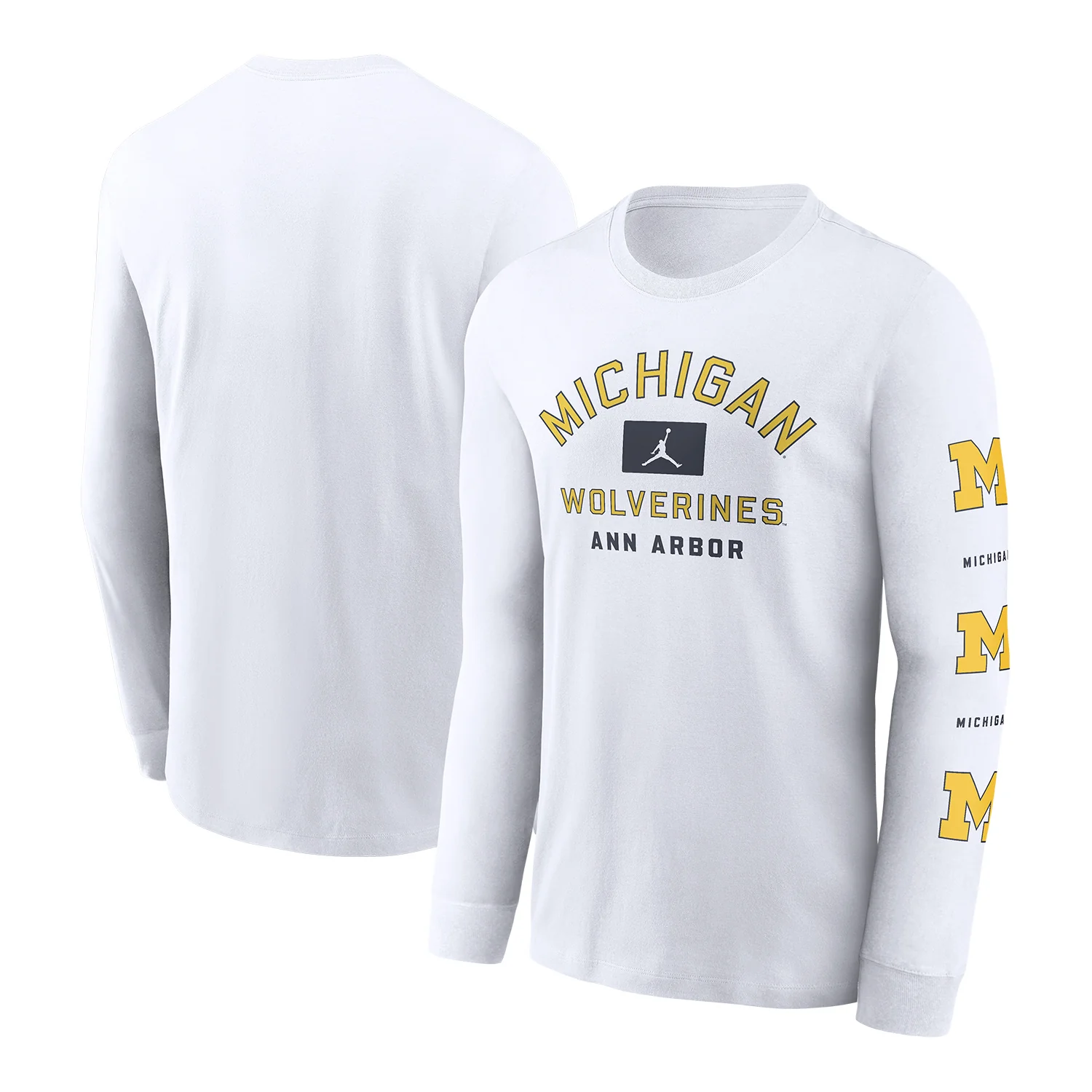 Michigan Wolverines Jordan White Sleeve Repeater Long Sleeve T-Shirt - Image 3